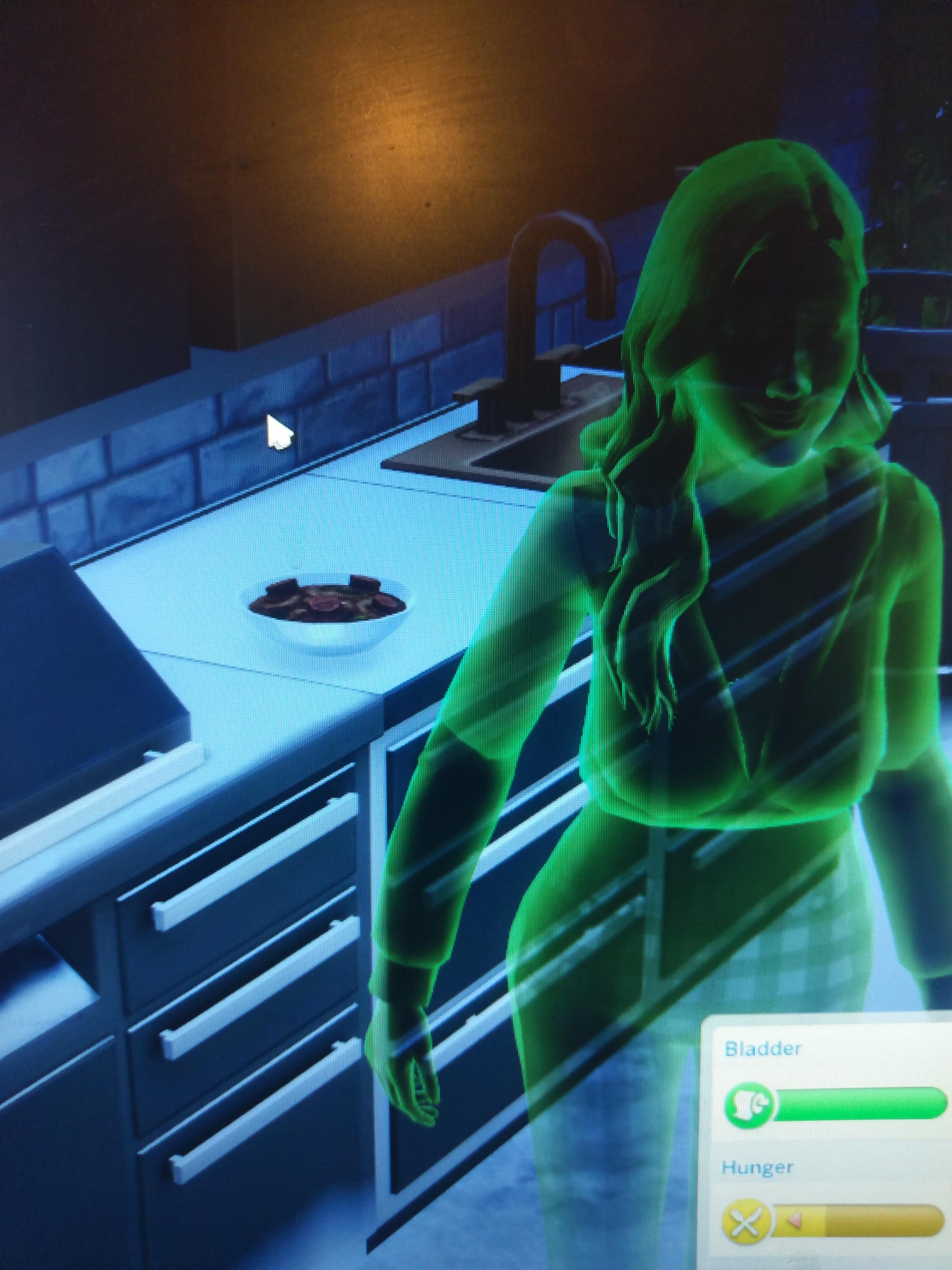 Everyone else's ghost breaks stuff, my Sims mum comes and makes her