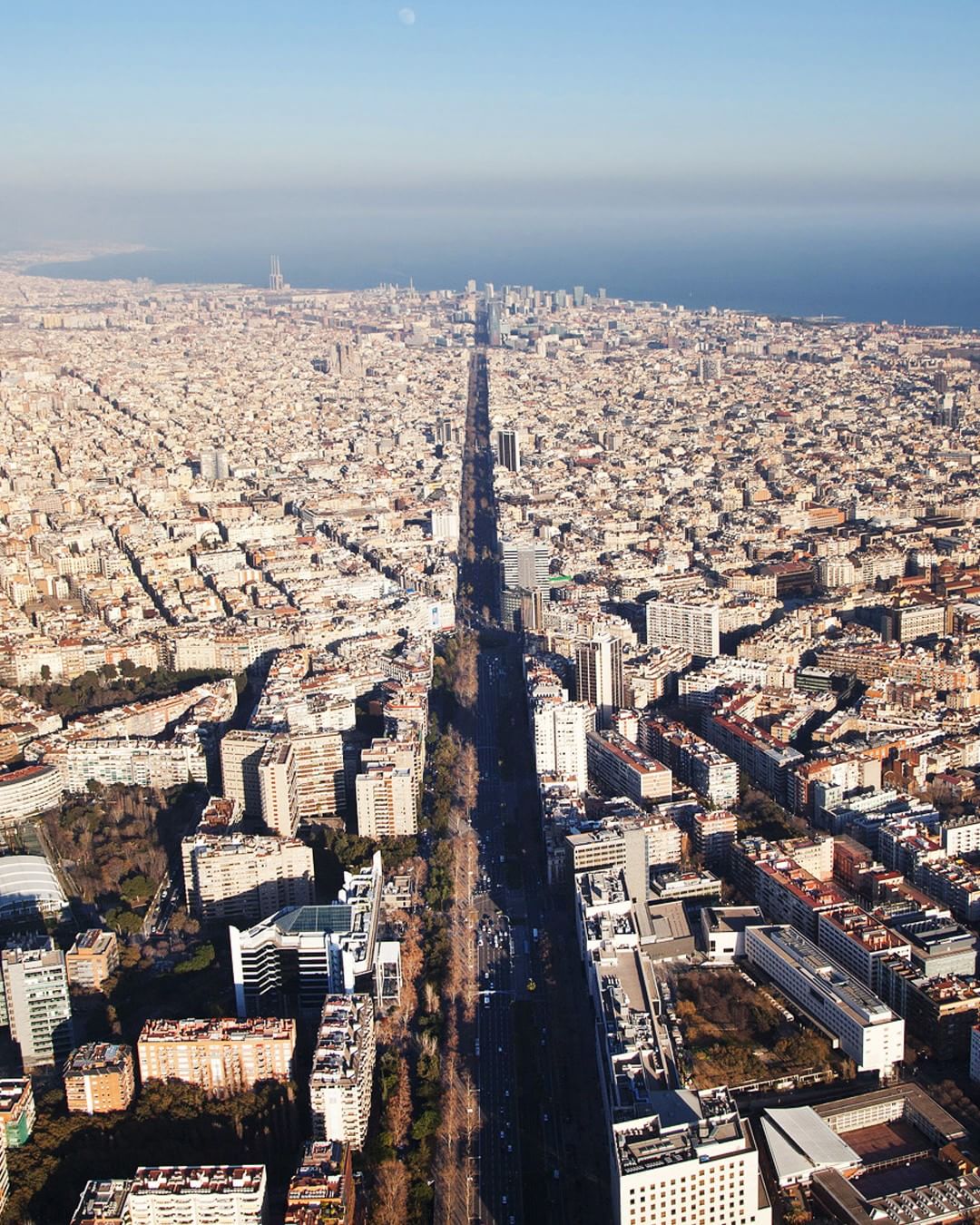 Avinguda Diagonal, the widest street in Barcelona, Spain (50 metres