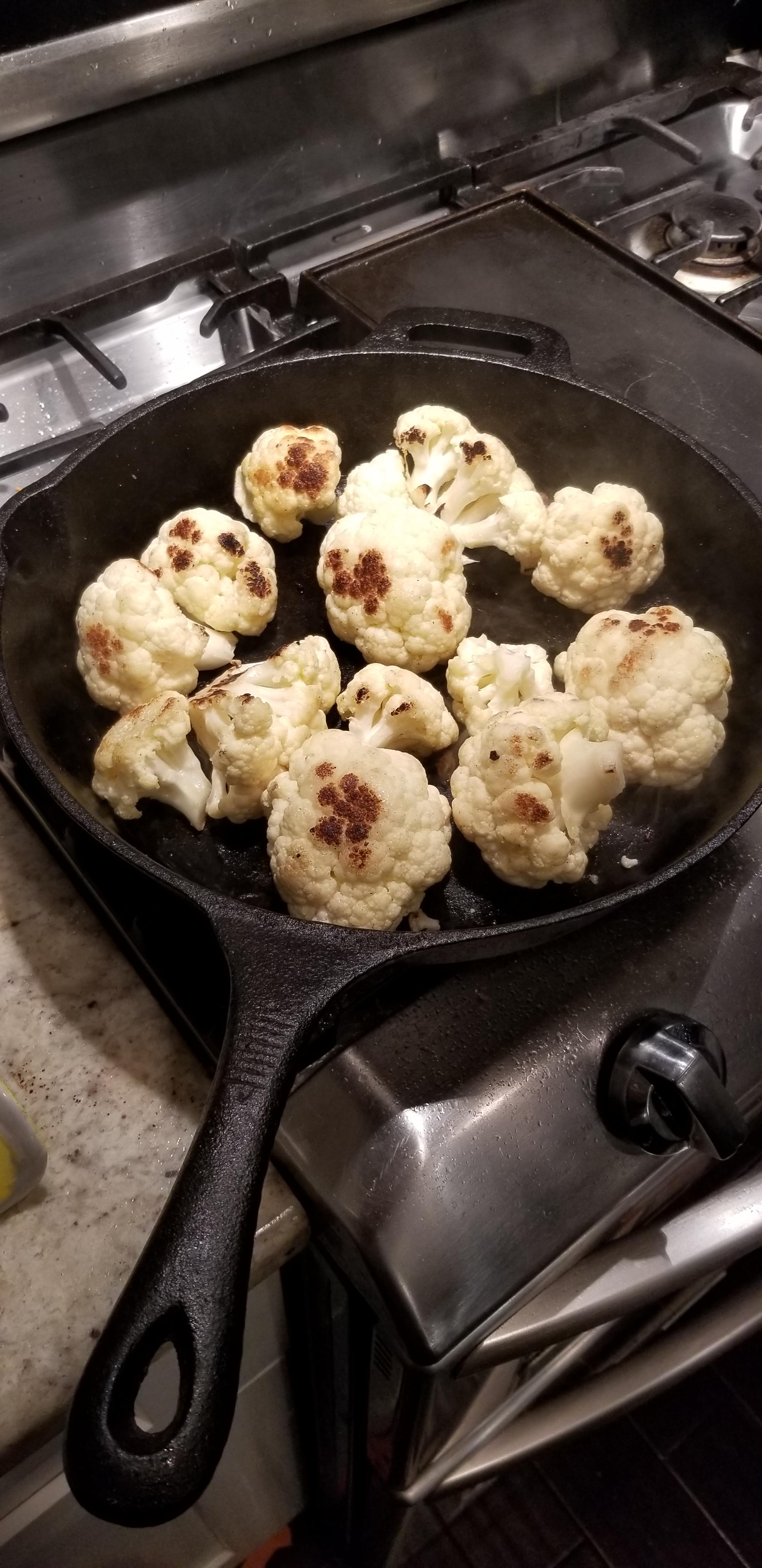 Olive oil + kosher salt + [any vegetable] is perfect in the cast iron