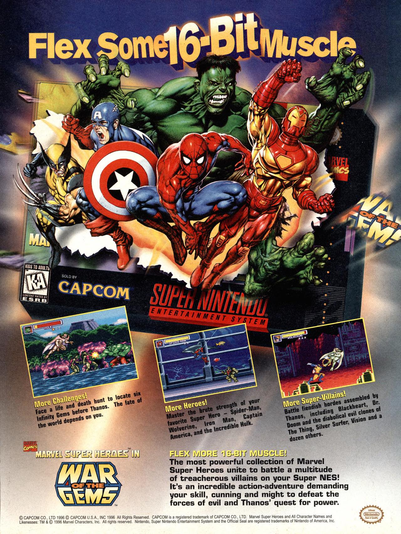 Marvel Superheroes in War of the Gems for the SNES (10/1996) r/snes
