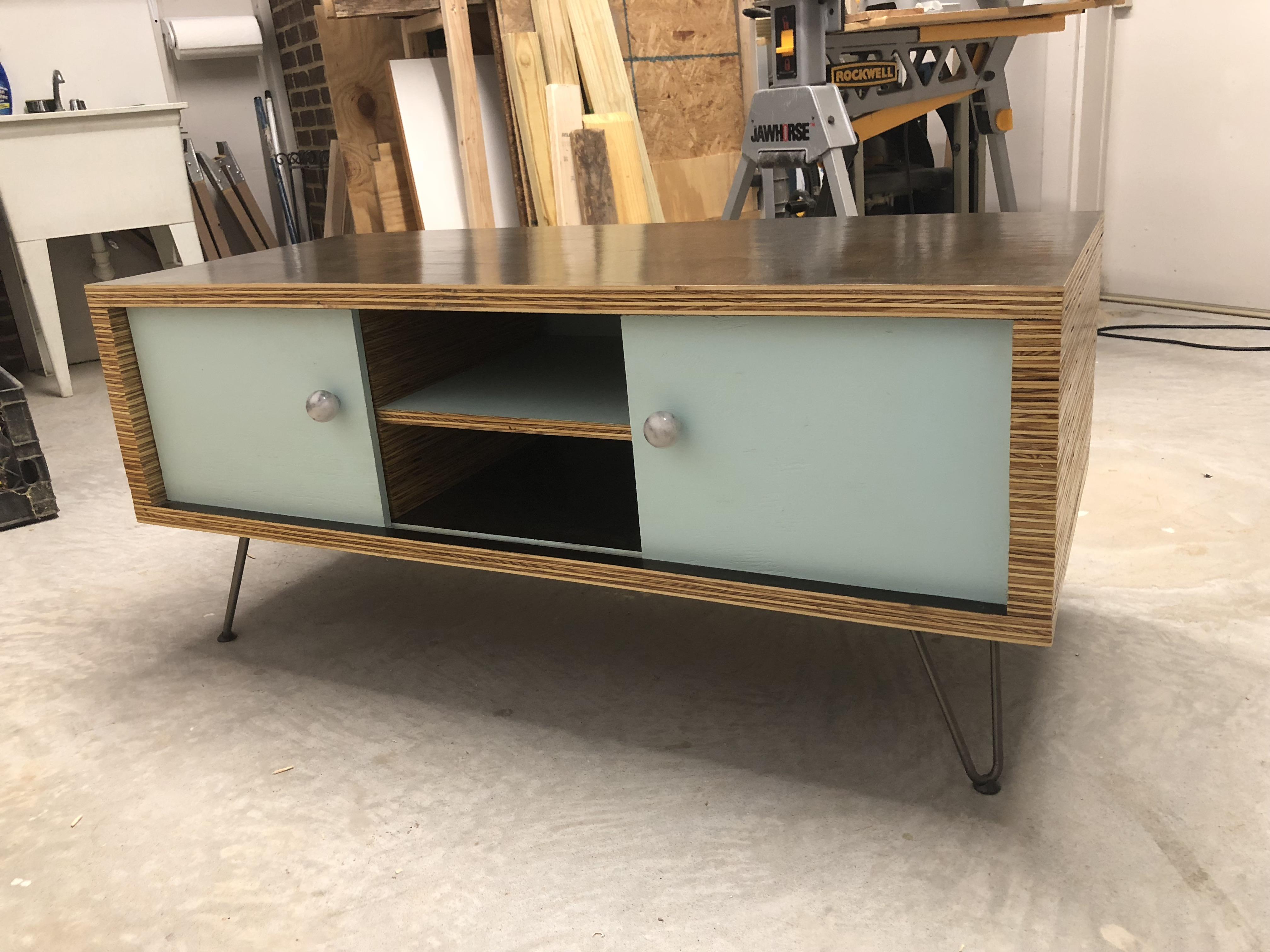 MCM inspired TV stand I just built. r/midcenturymodern
