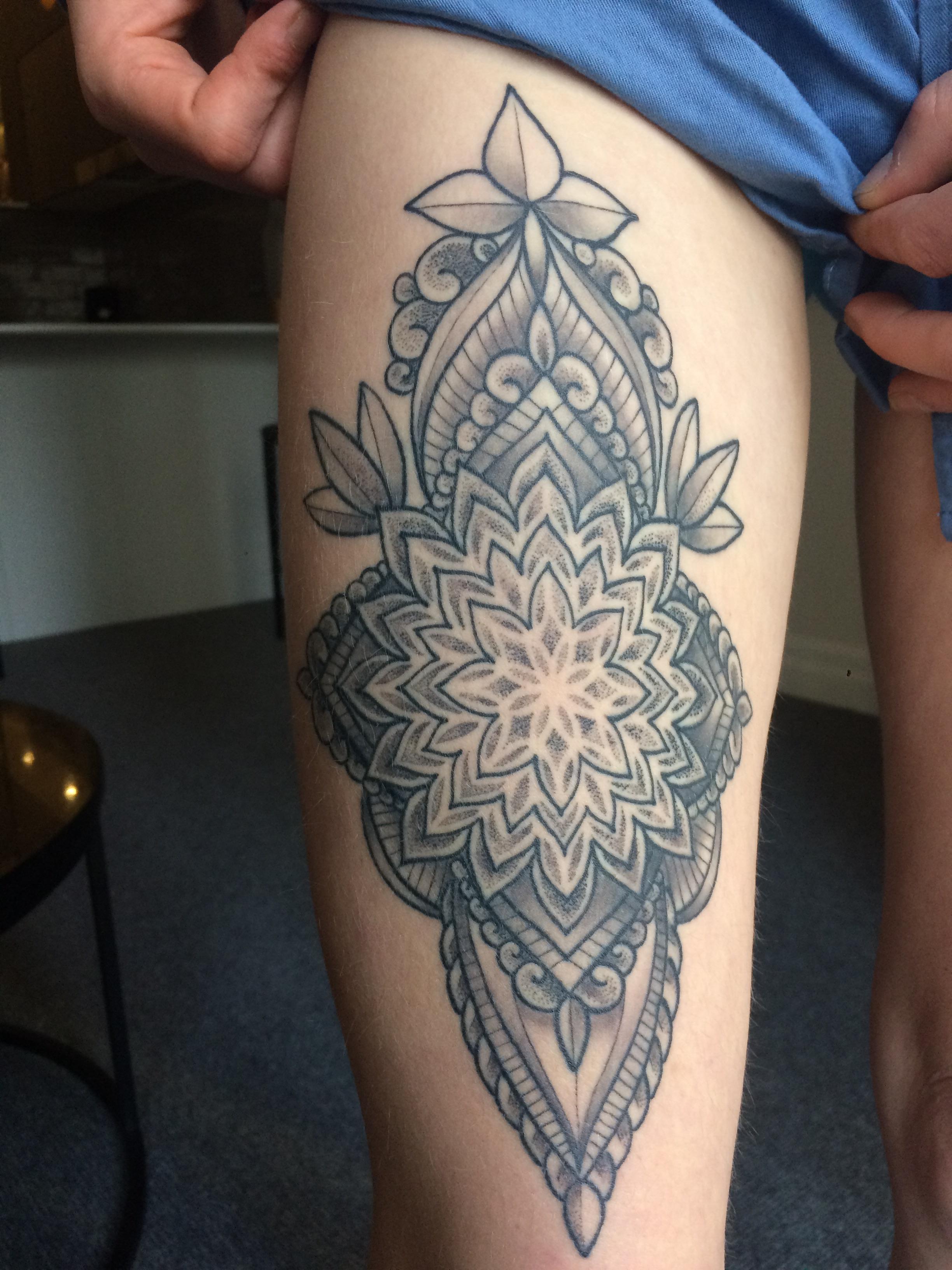 My mandala, dot work and shading. Done by Jack Bourne