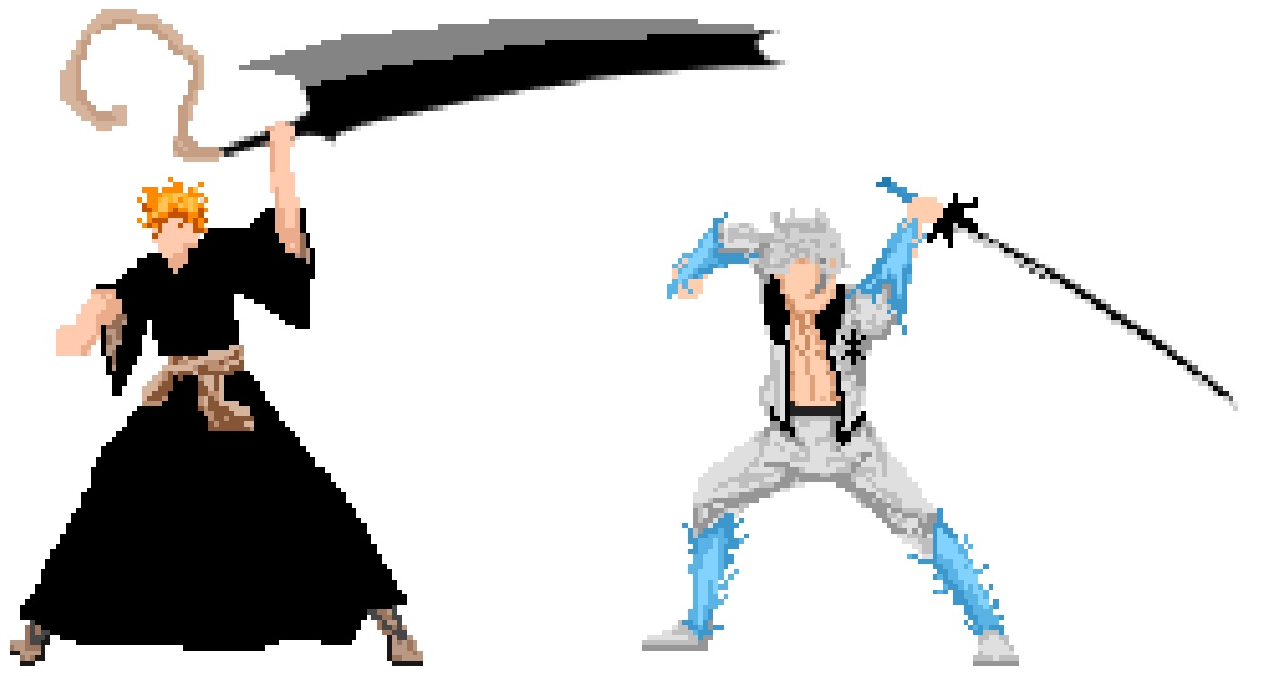 Ichigo Kurosaki and Toshiro. Bleach. Pixel by me r/PixelArt