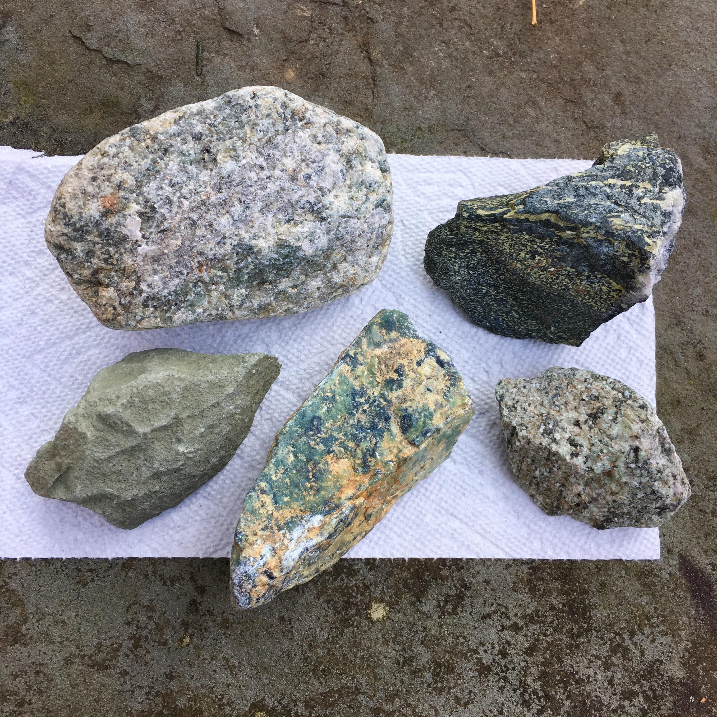 Rocks found at mineral dump Northern New Jersey. They are all different