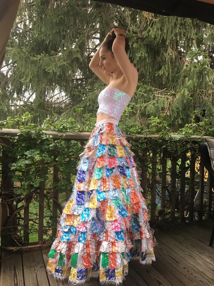 My mom made this Lindor chocolate wrapper dress for my senior prom