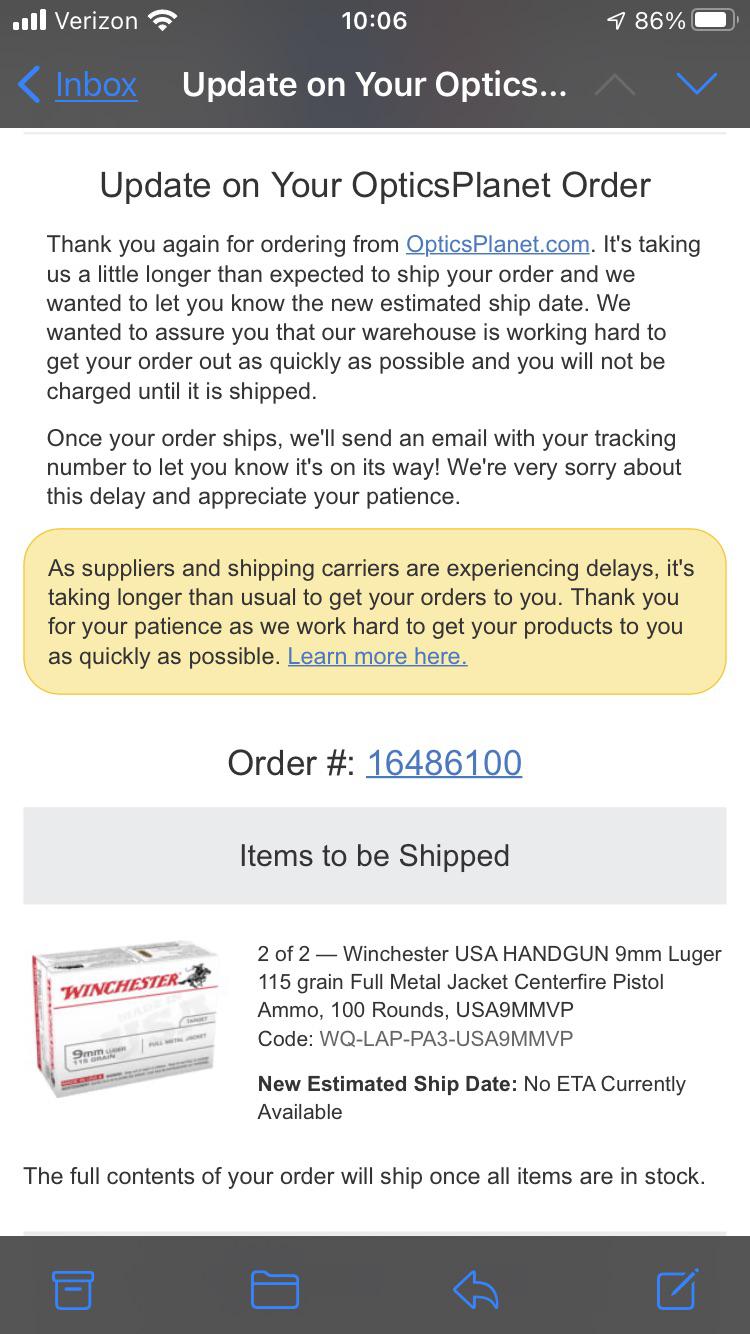 Remember that Optics 9mm shipment update yesterday? r/ammo