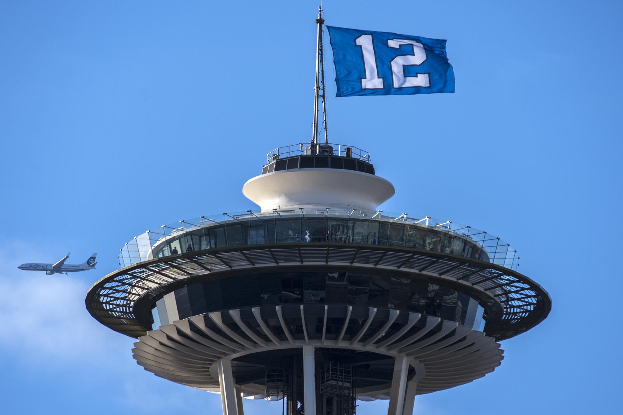 Happy Blue Friday! The 12th Man Flag flying high over Seattle today