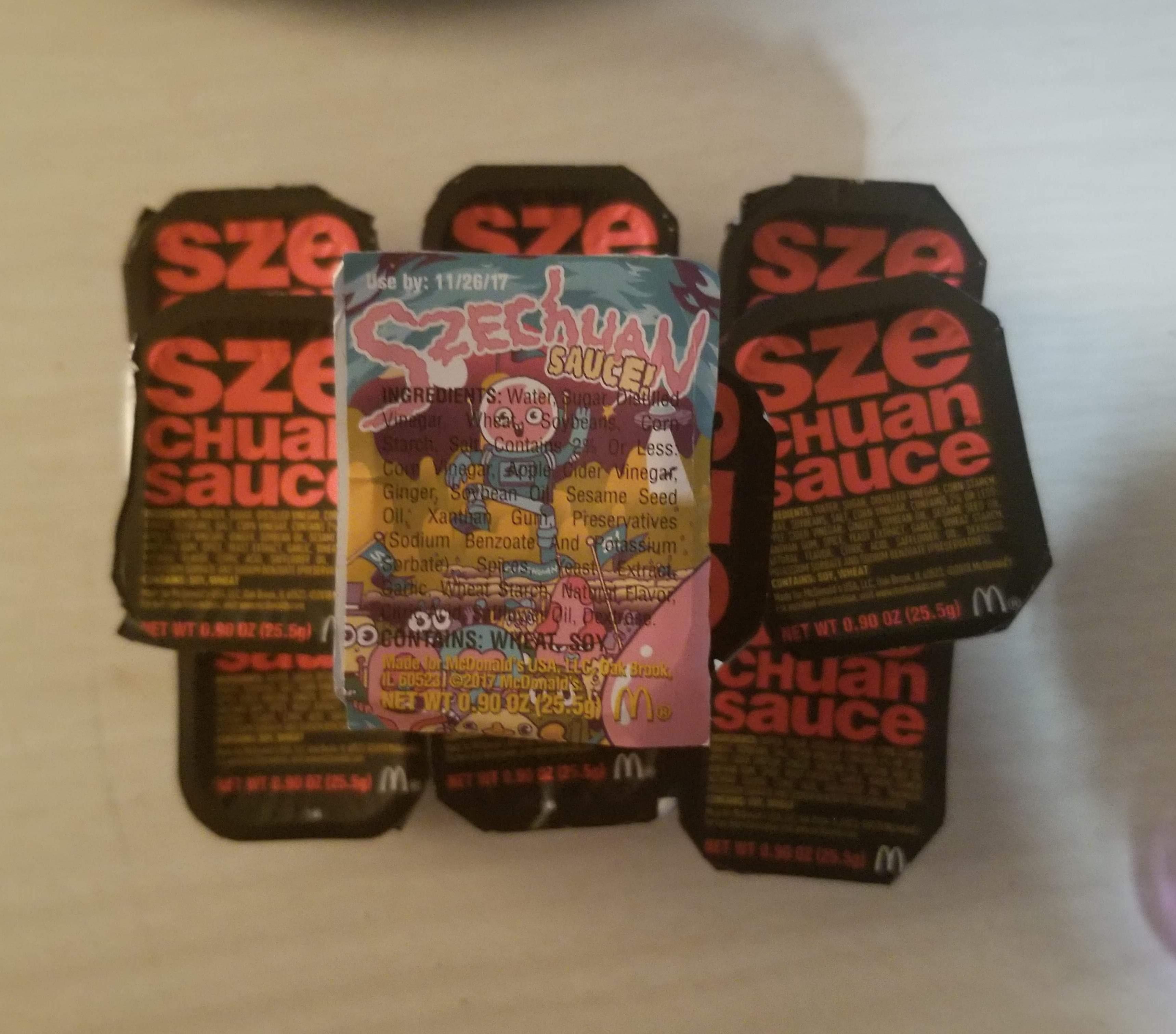 Limited McDonalds Szechuan sauce rereleases. 2017 and 2018 versions
