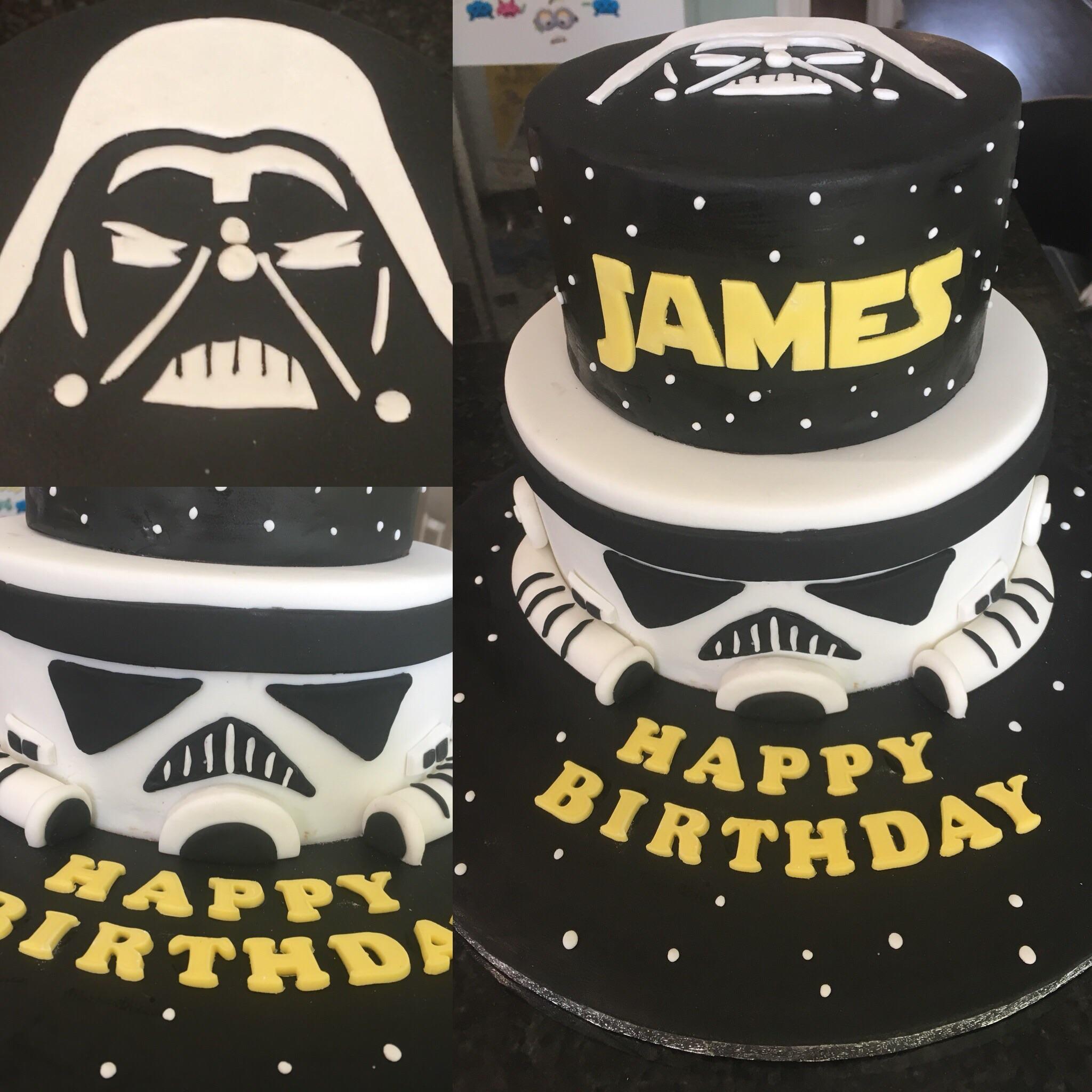 A Star Wars themed 30th birthday cake made for a friend cake inside