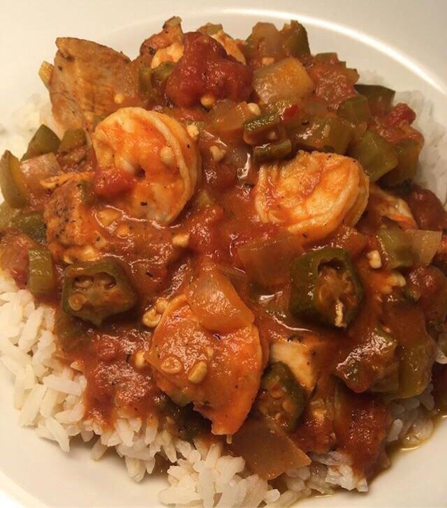 [Homemade] Smothered okra and shrimp, New Orleans Creole style. r/food