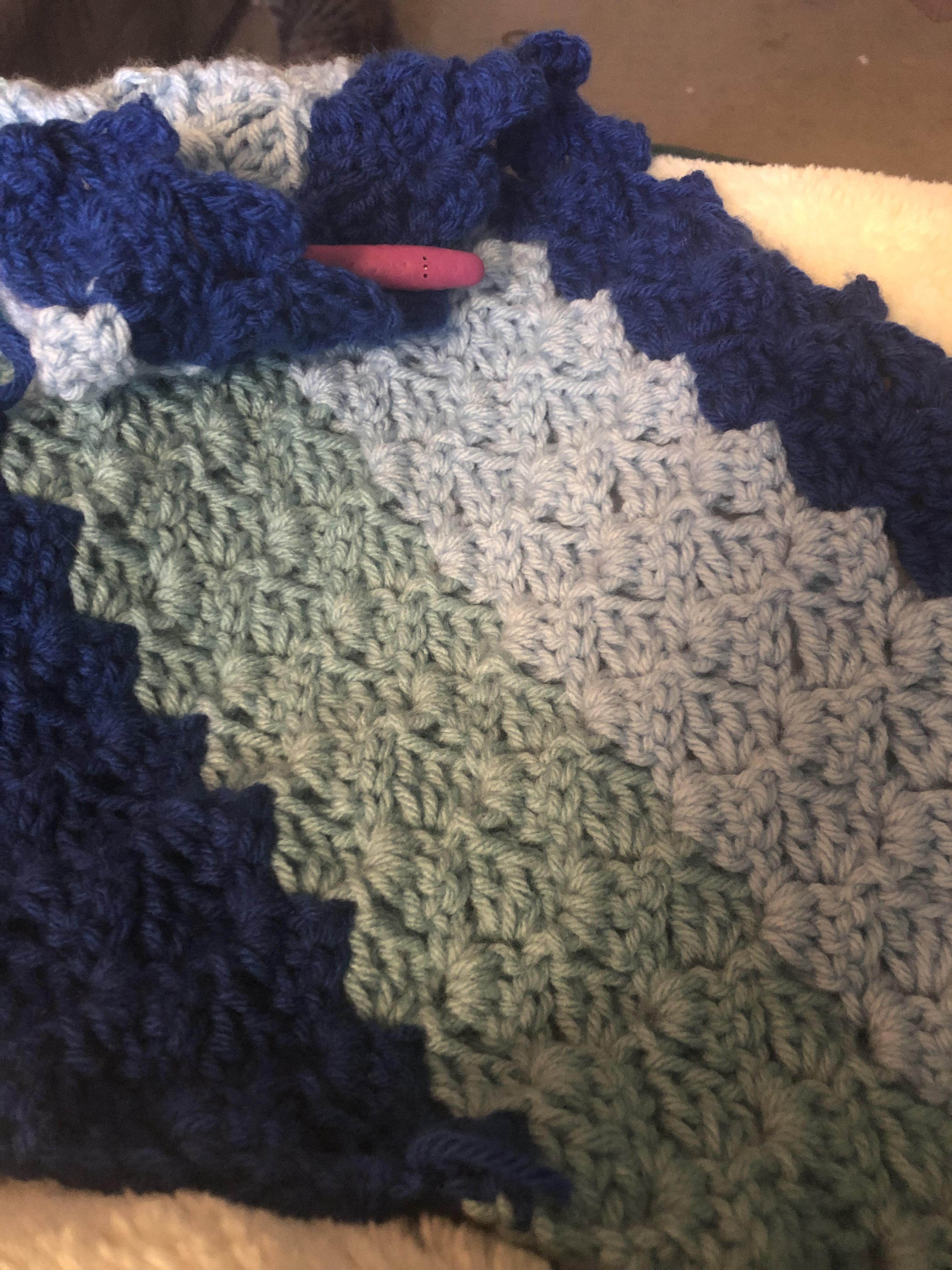 The beginning of my very first C2C blanket r/crochet