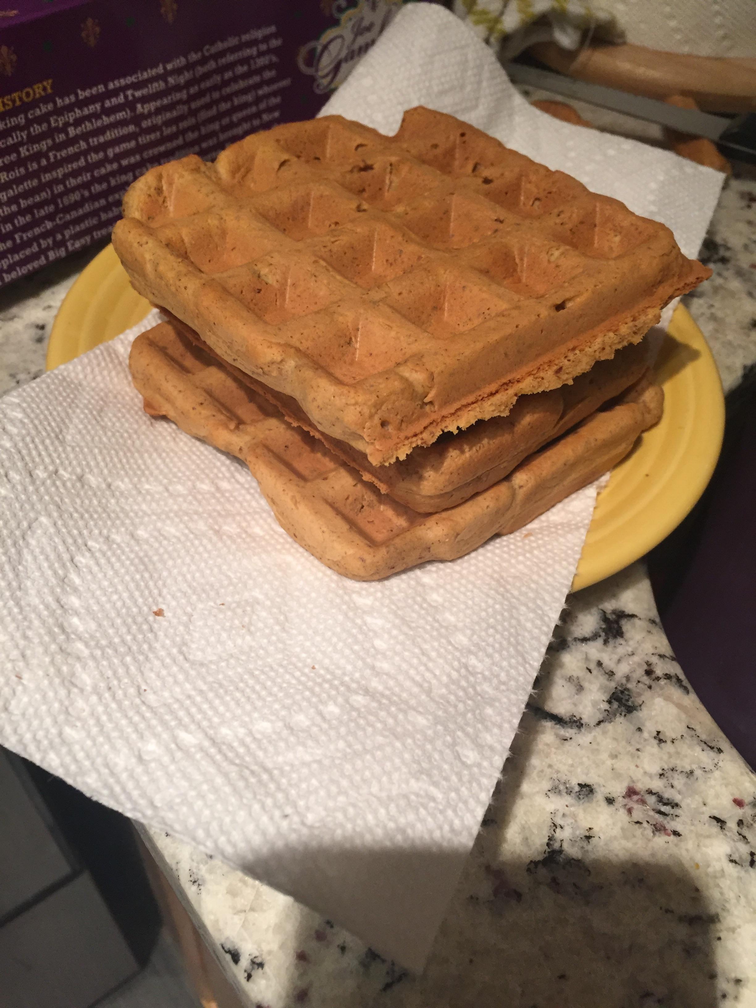 Huel waffles this morning. I suggest a bit of syrup or powdered sugar