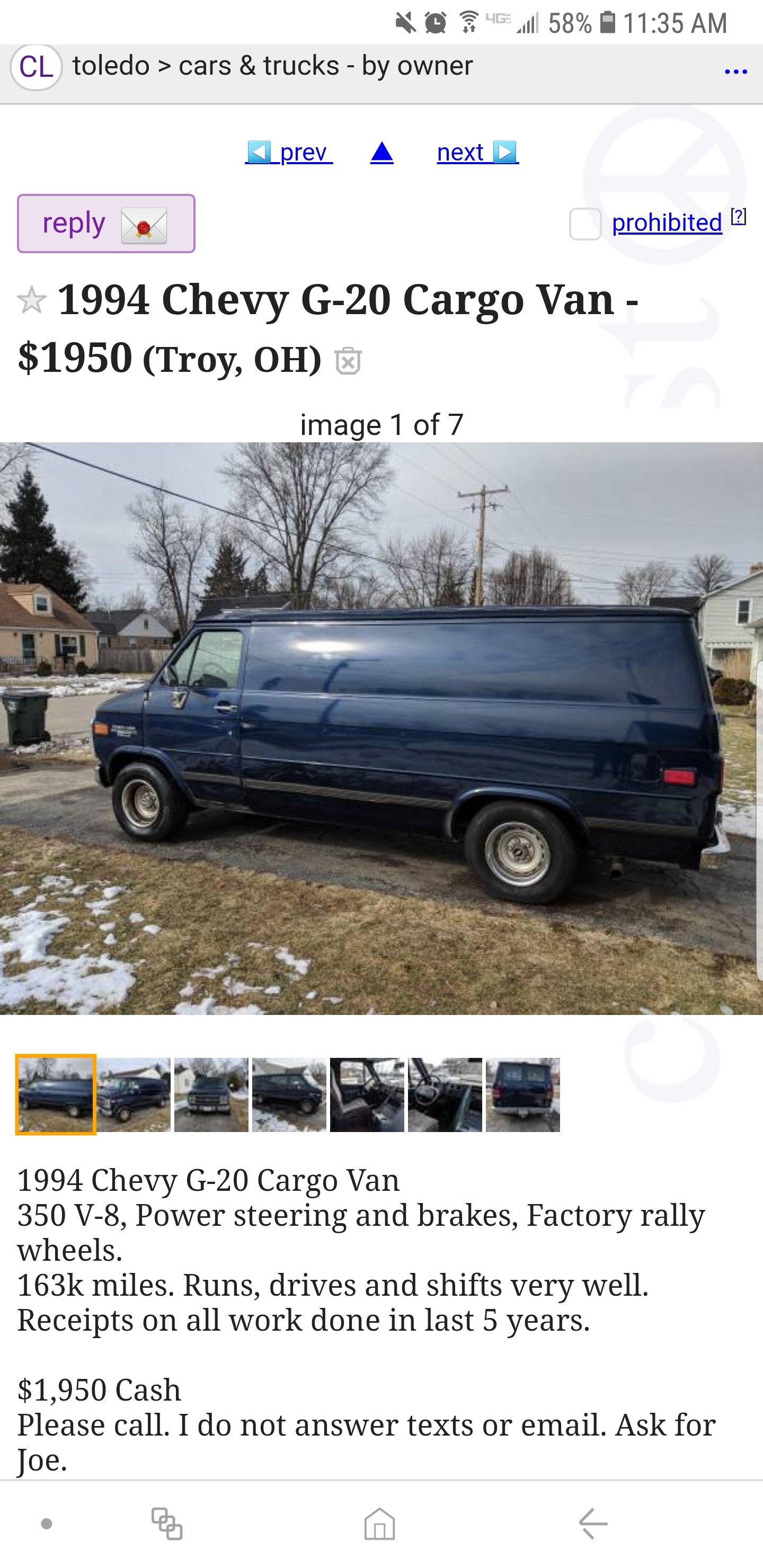 For sale in ohio! Not my van I'm just always on craigslist r/vandwellermarketplace