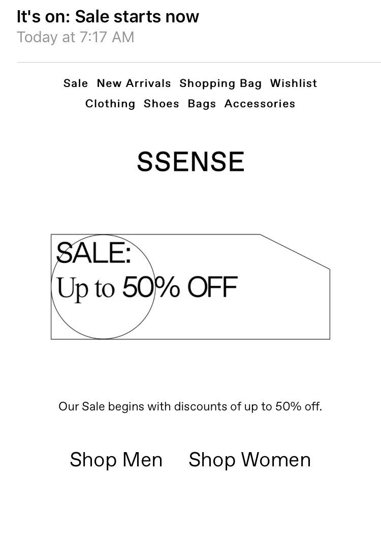 SSense Sale Starts Now! r/streetwear