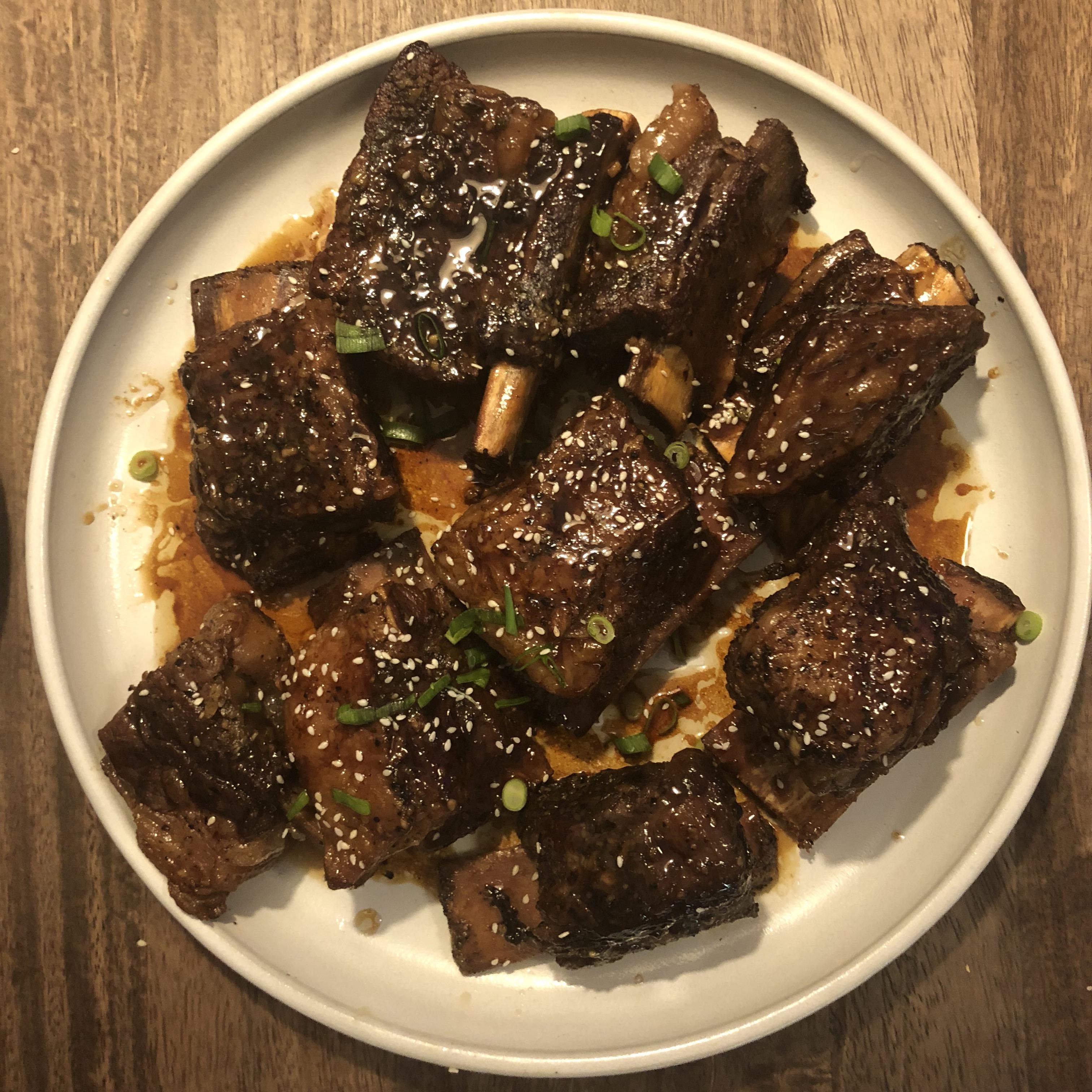 Korean short ribs, preseared then 24 hrs at 167F in an soy sauce based