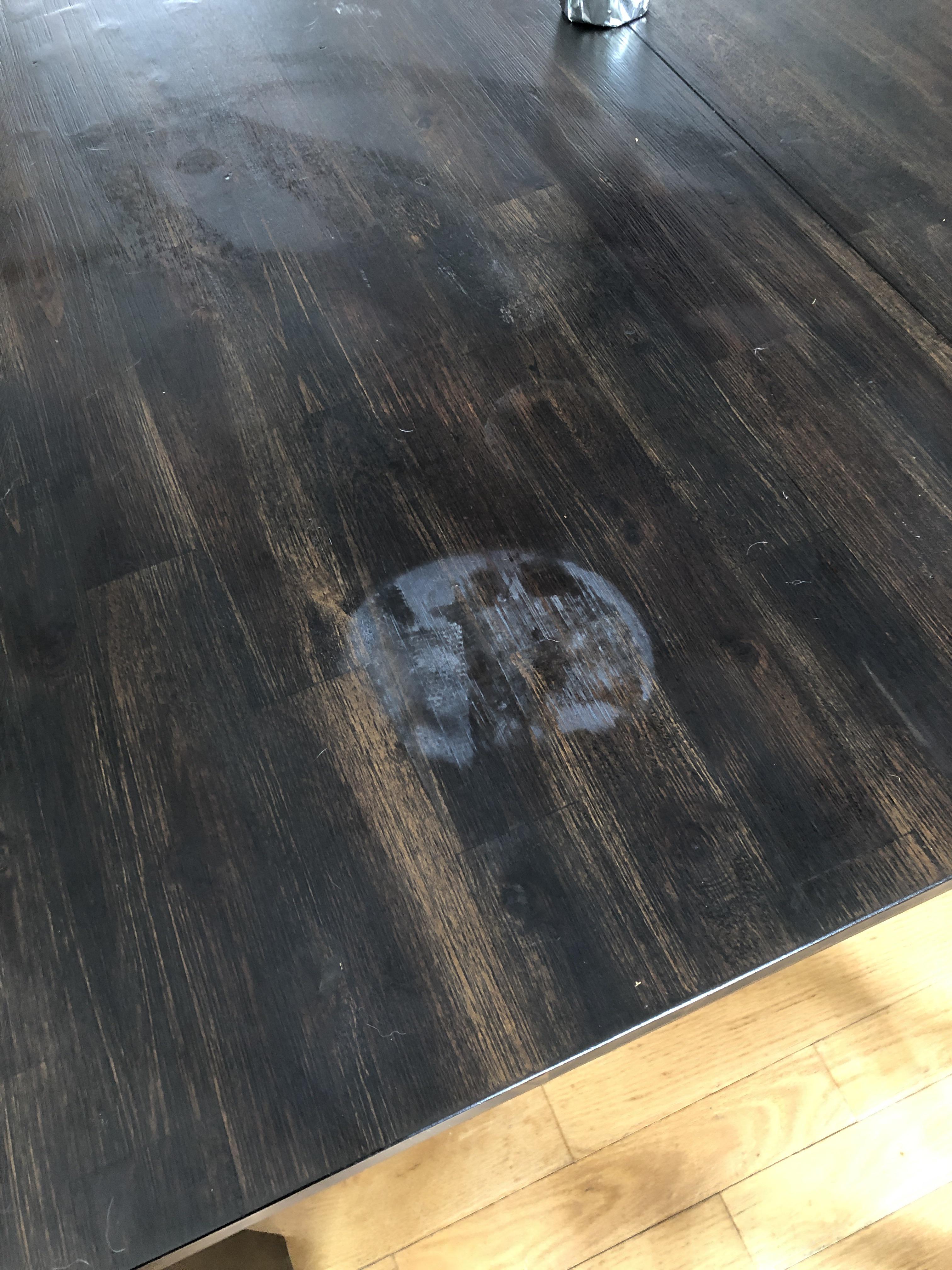 Help! Ruined my table with a hot plate. Is this salvageable? r/CleaningTips