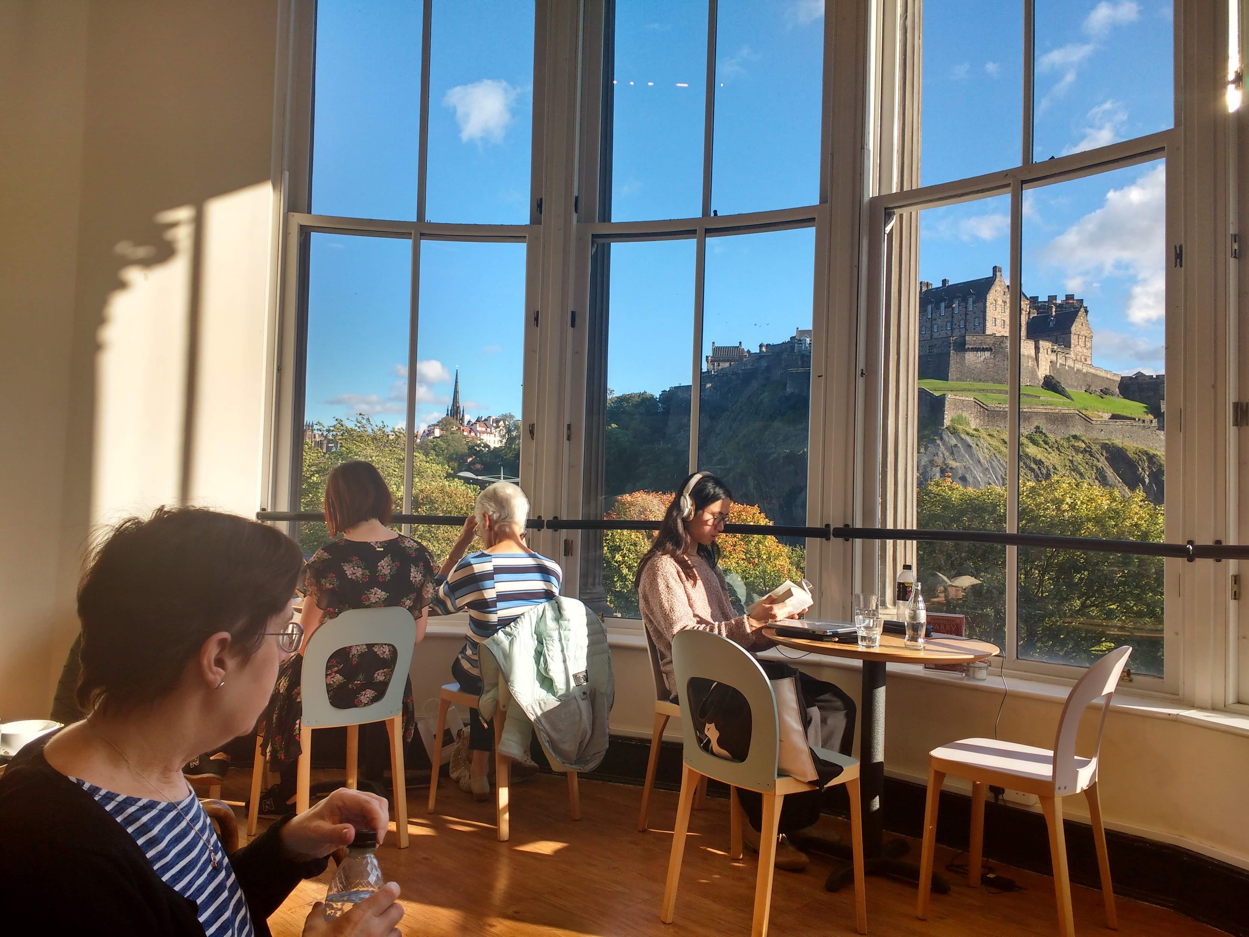 View of Edinburgh Castle from the Coffee shop at Waterstones