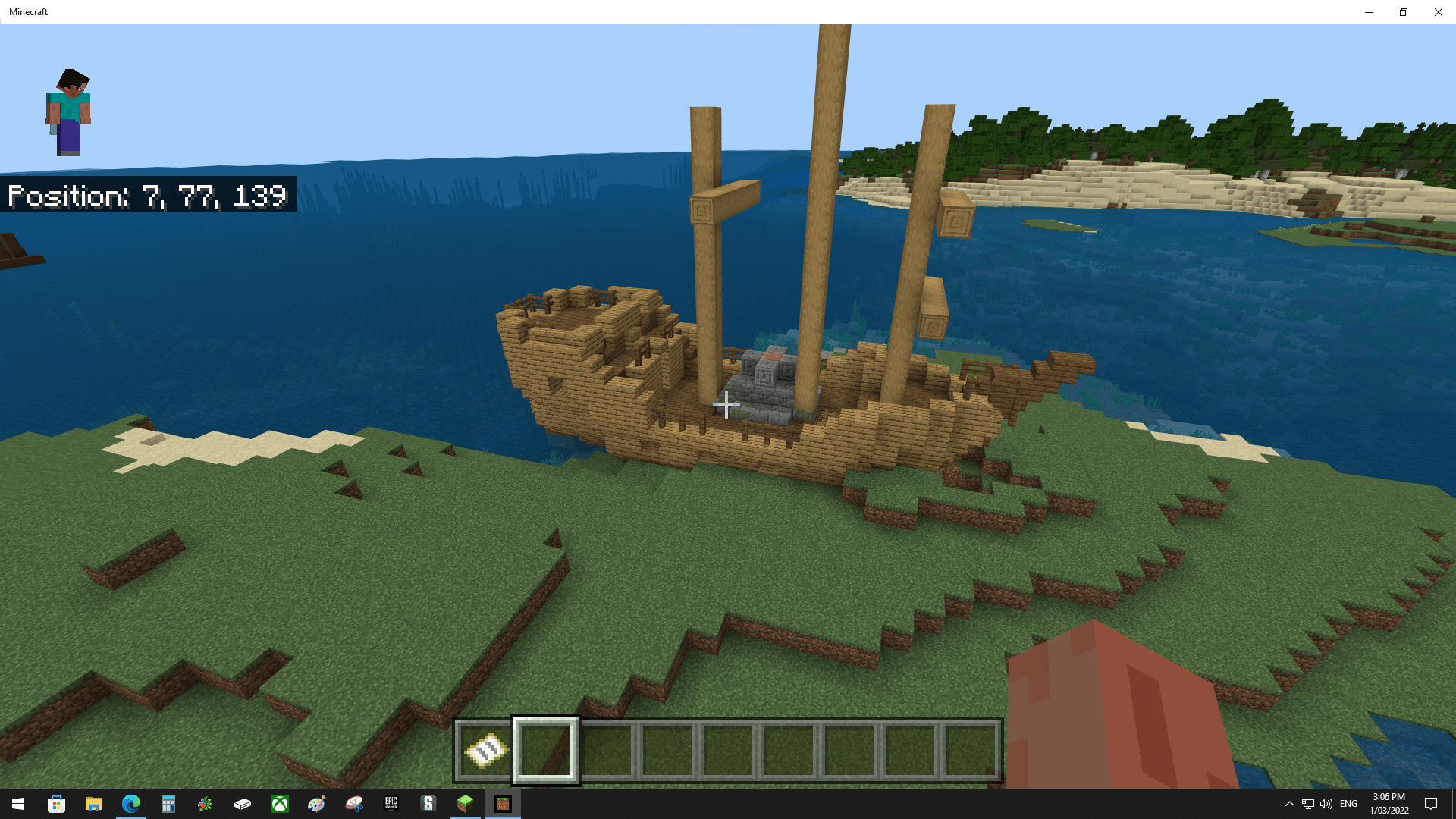 shipwrecked shipwreck with a small ocean ruin inside. also an ocean monument about 150 blocks