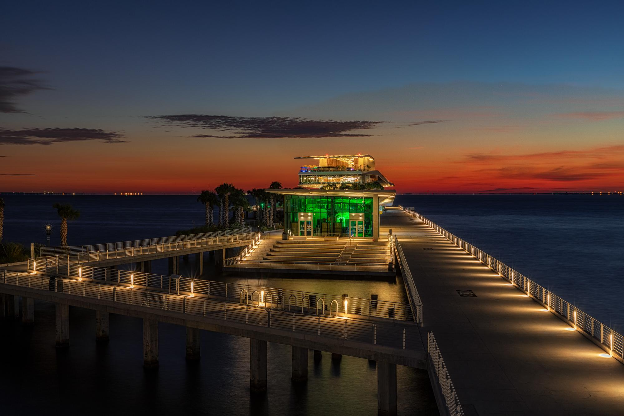 St Pete Pier and Tampa Bay Watch Discovery Center before Sunrise r