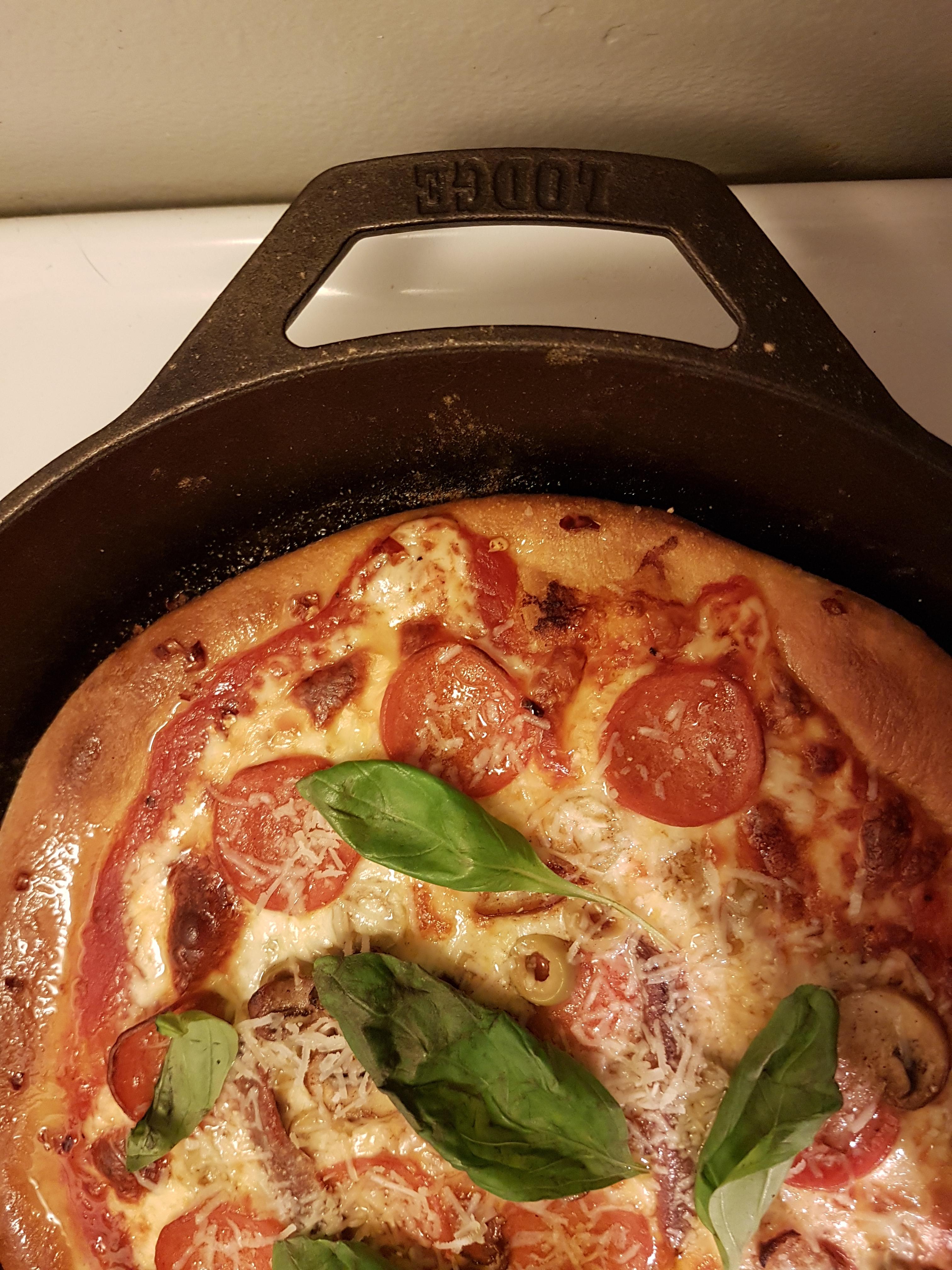 Third castiron pizza this time with some help from Lodge and Bon