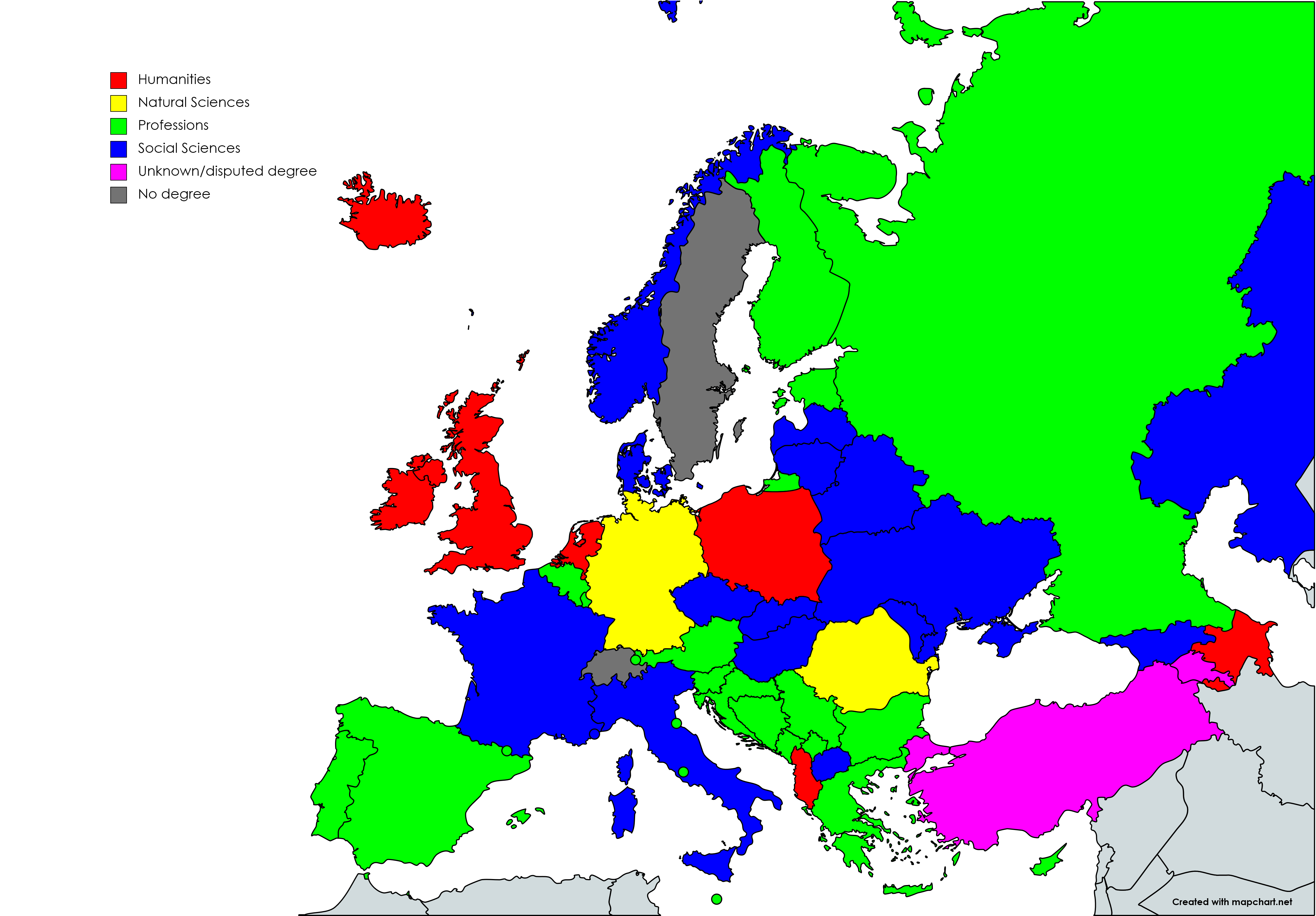Academic degree categories achieved by European executive leaders r