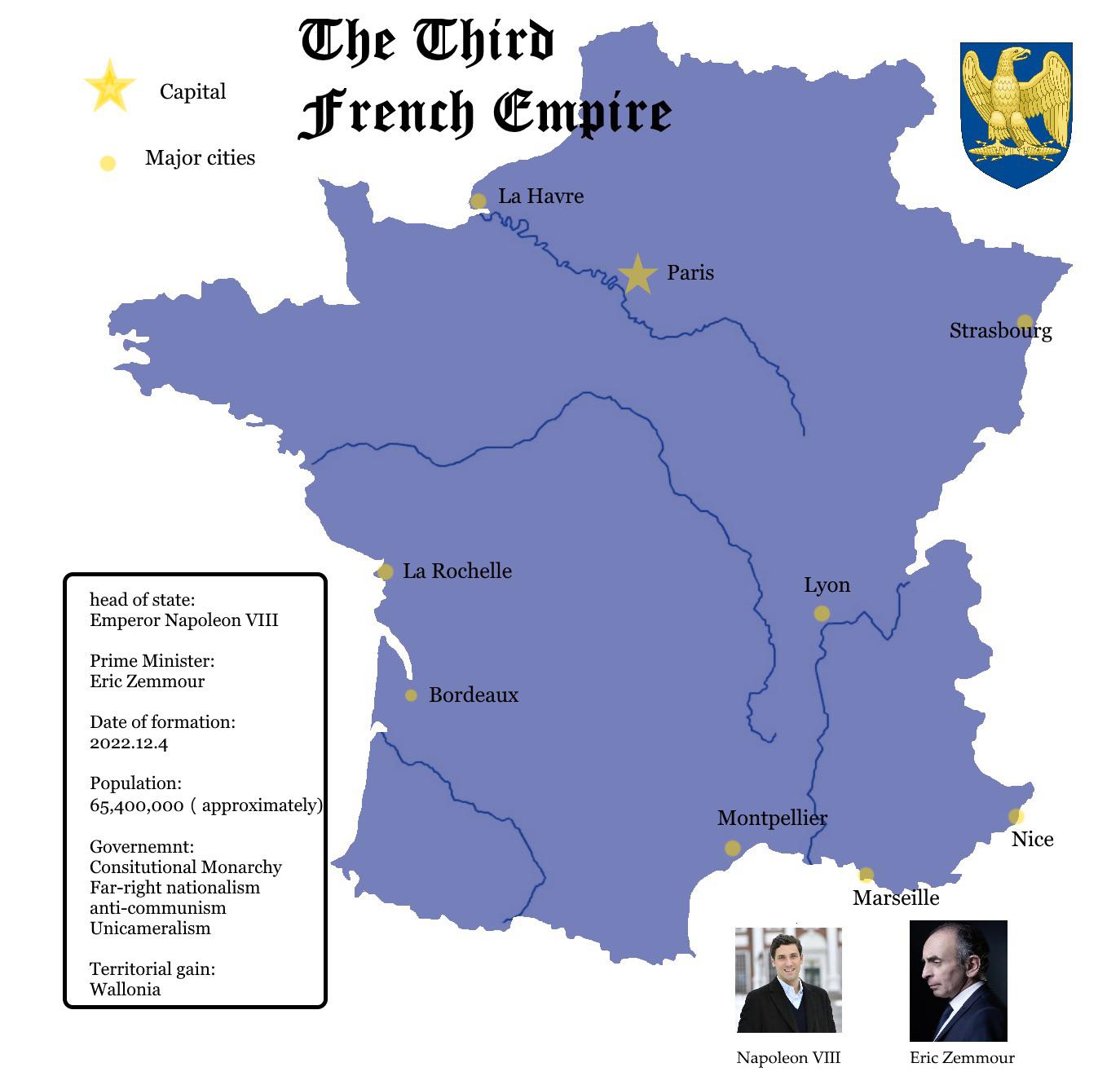 The Third French Empire Brief Explanation In this timeline of the future, Eric Zemmour was