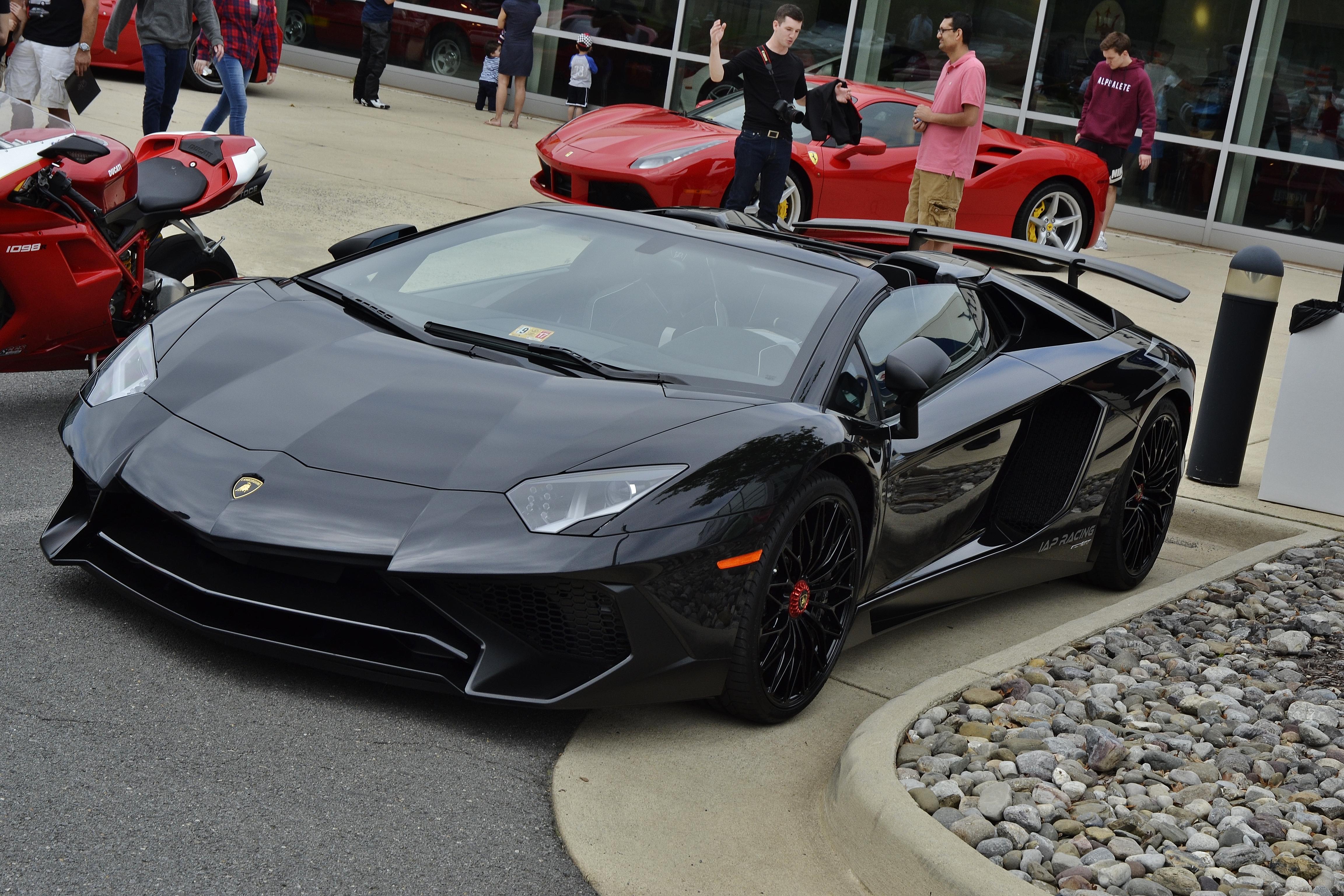 Freakin' beautiful black Aventador SV Roadster at cars and coffee this