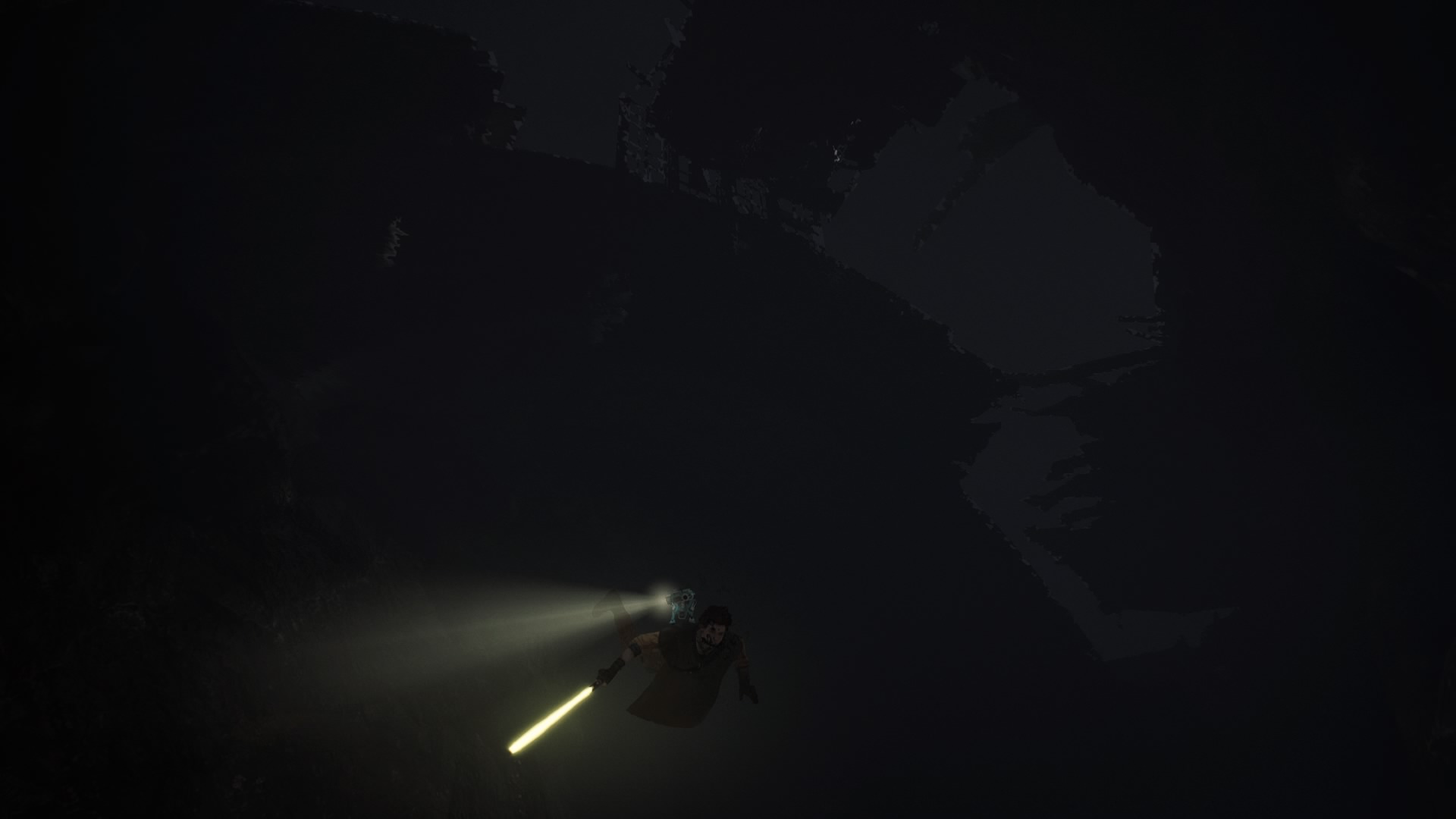 Glitch made the lightsaber stay on underwater and it made for a pretty