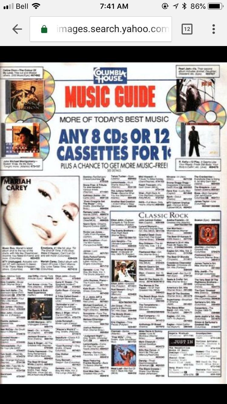 Columbia House 8 CDs for a penny r/90s