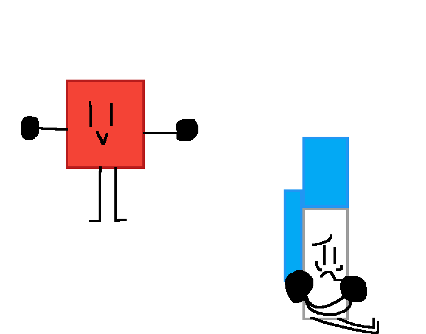 here's some of my BFDI ocs! (and a random pic of Blocky spinning like a