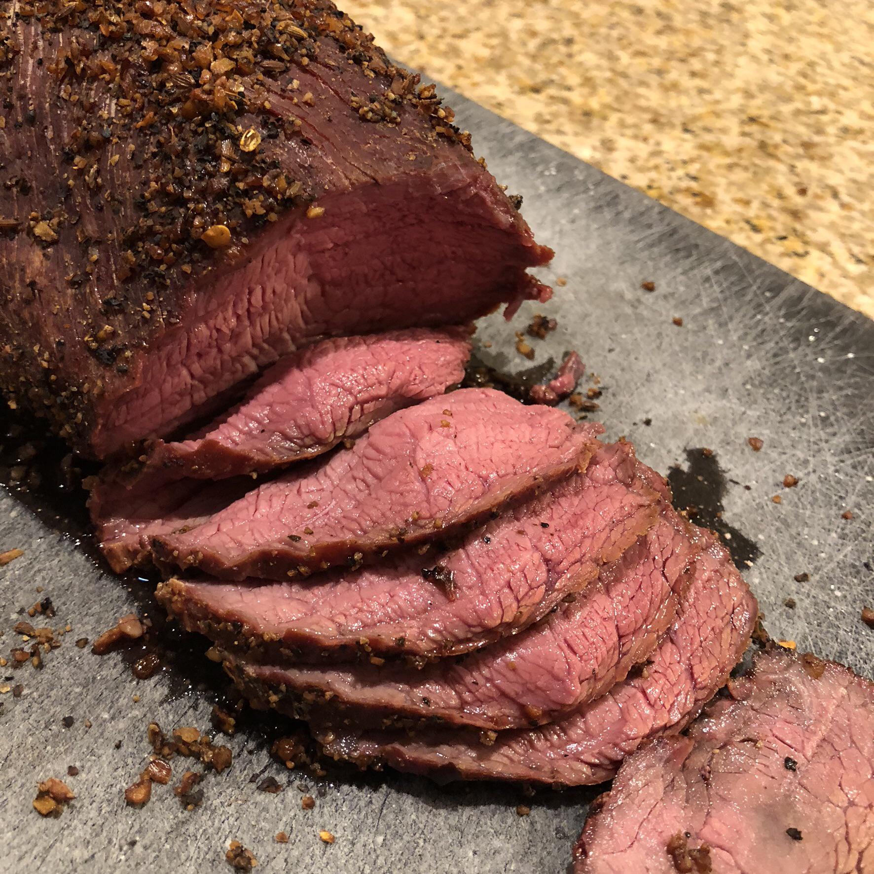 Smoked eye of round for French dip sammies today. r/BBQ
