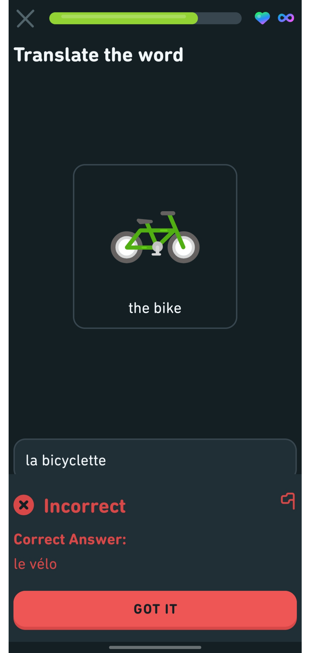 Are "Bicyclette" and "Vélo" not the same ? r/duolingo