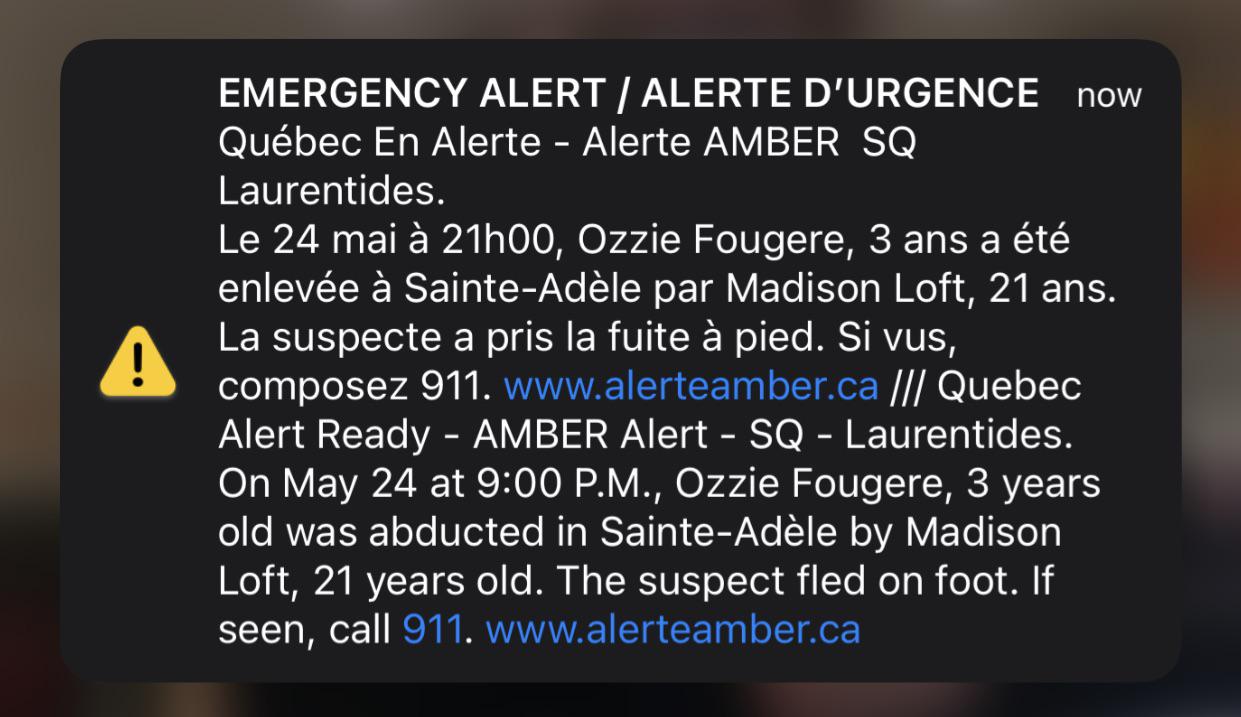 Alerte amber je me suis réveillée en panique 😅 Quebec