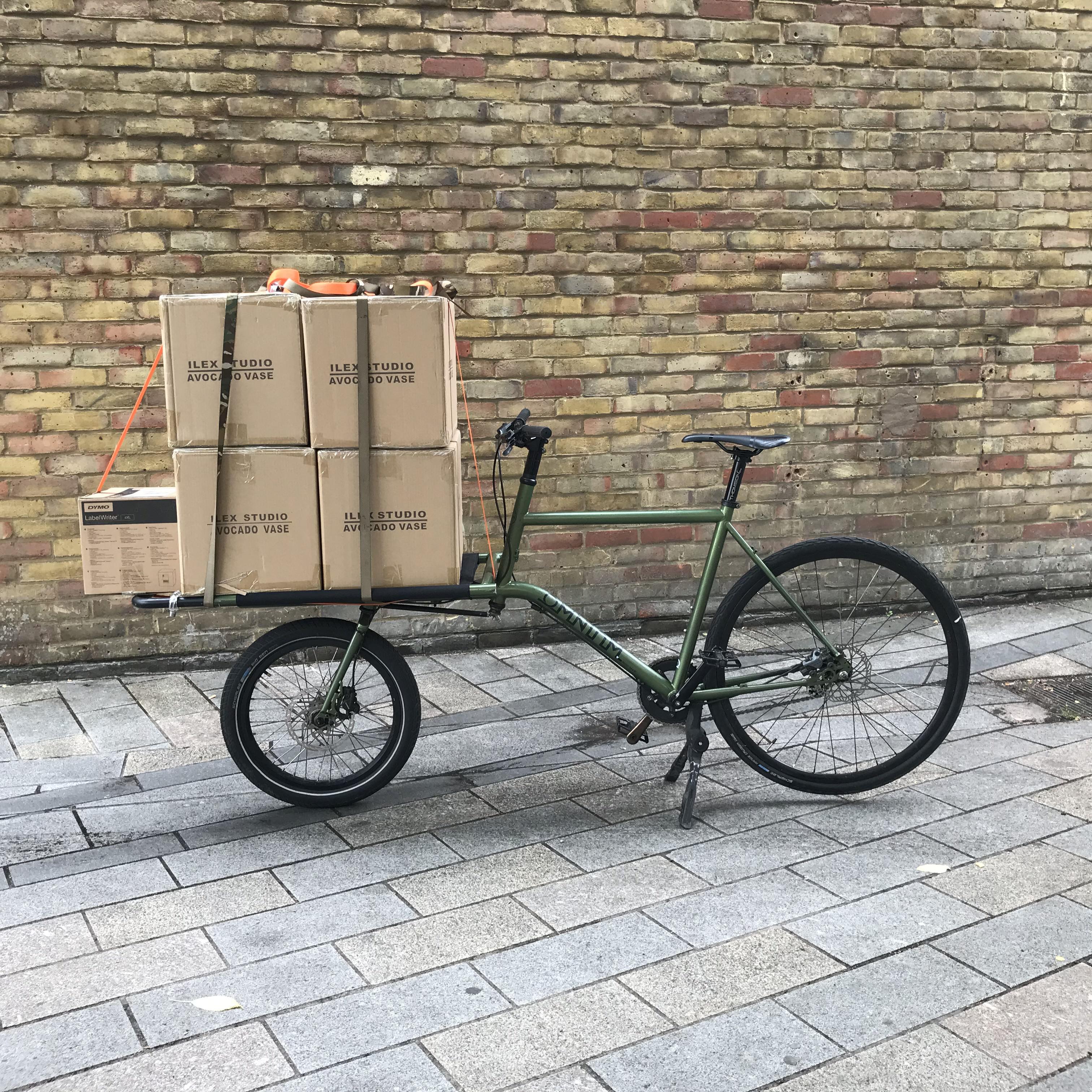 This is my Omnium, my favourite cargo bike. It's fun to ride, fast and