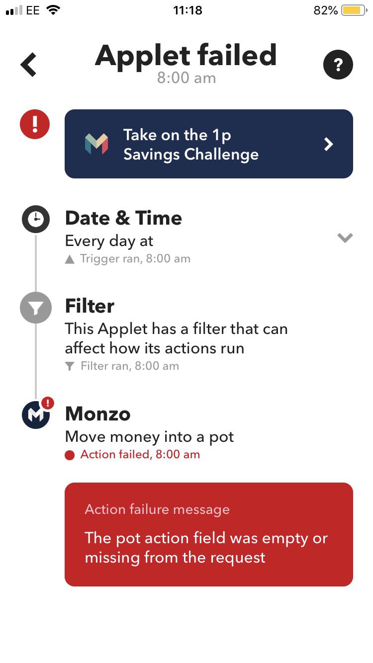 1P CHALLENGE HELP!! i have no idea why it wont work, neither does monzo