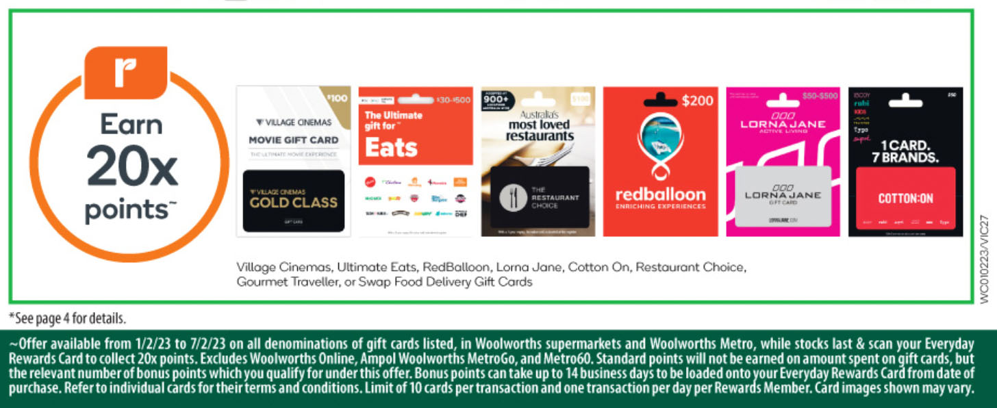 20x Everyday Rewards points on Village Cinemas, Ultimate Eats