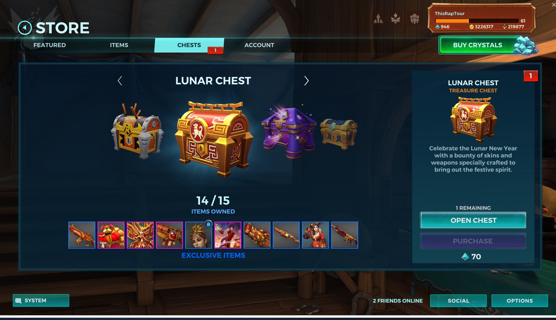 Just bought this this lunar chest, can't get the item, it just send me