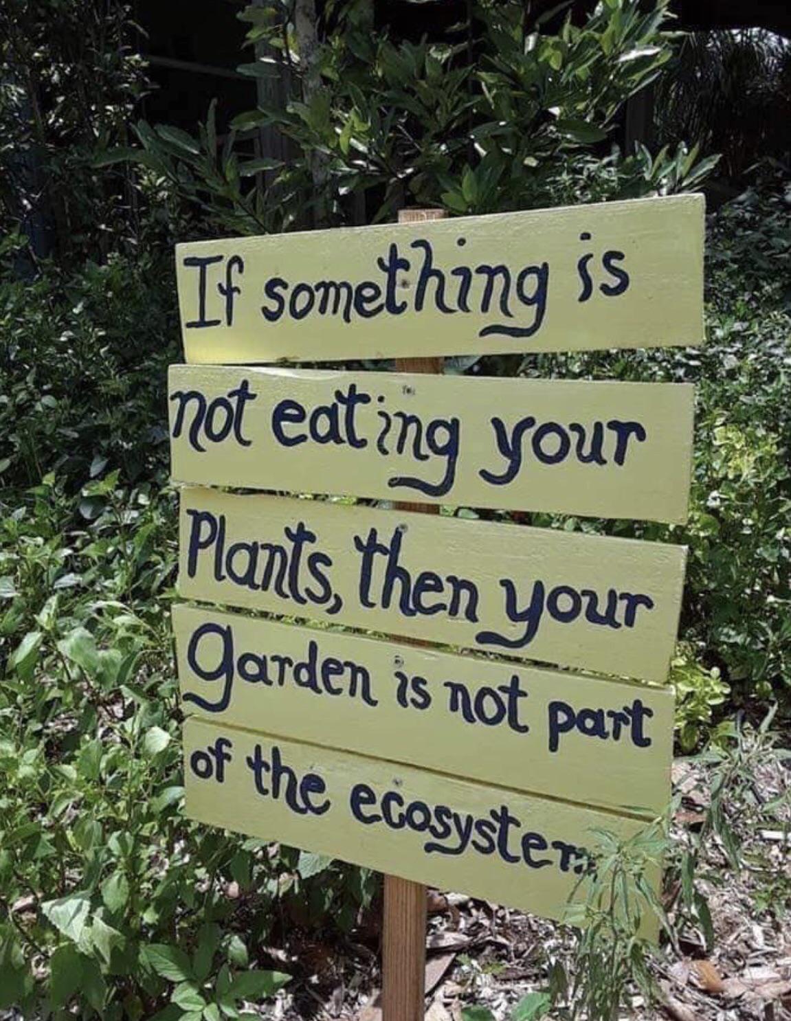 If something is not eating your plants then you are not part of the