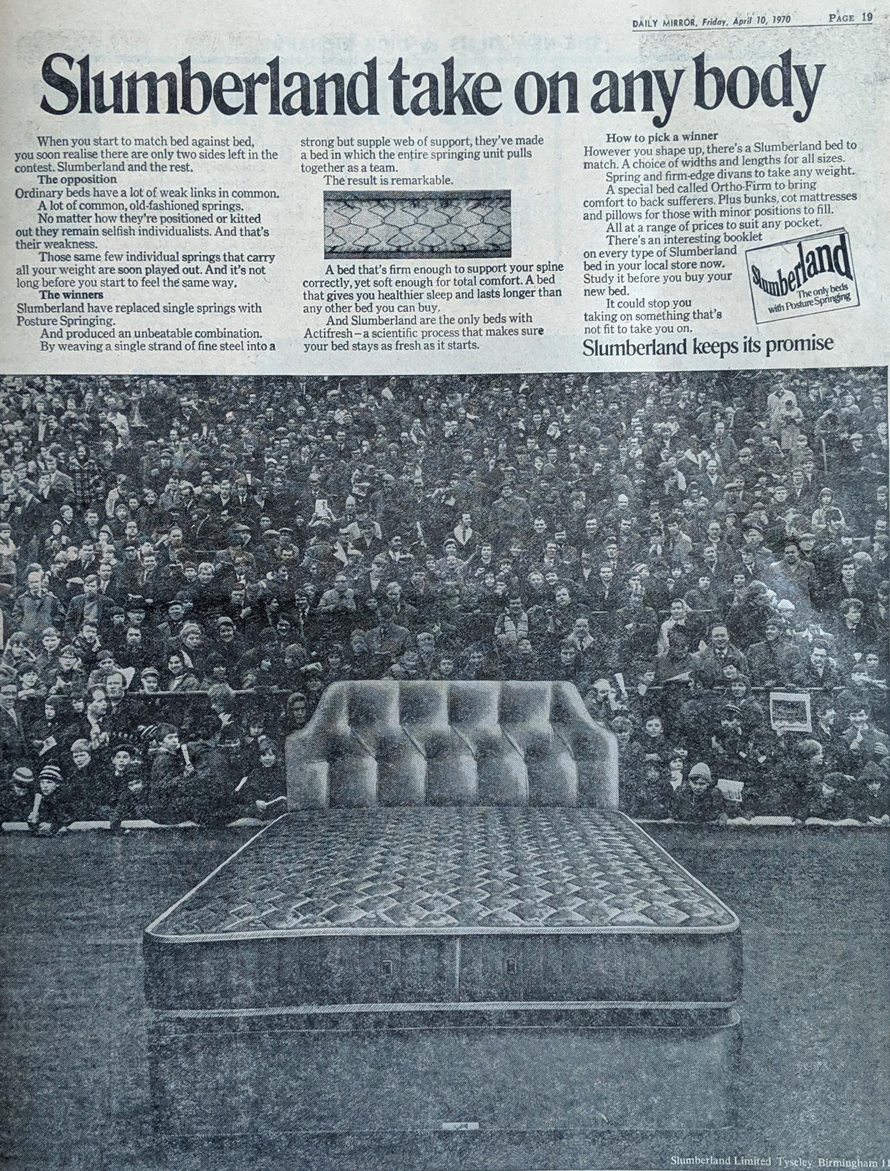 Slumberland take on any body. 1970. r/vintageads