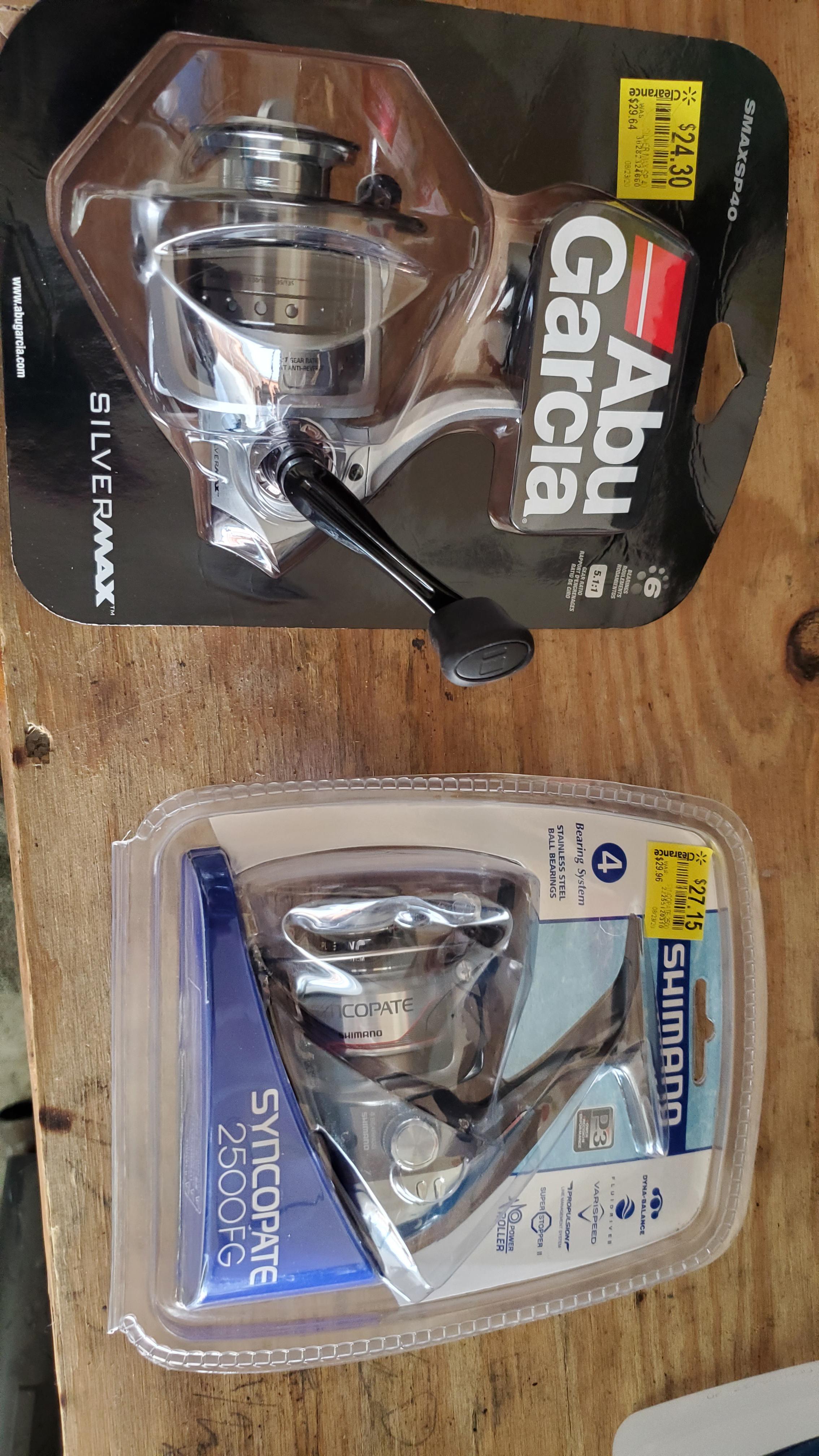 walmart clearance 8.90 for the abu garcia, 6.00 for the shimano