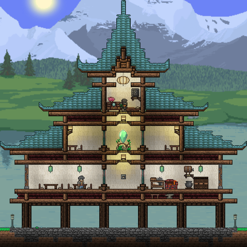 First JapaneseStyle House I've Built, Tips Appreciated! r/Terraria