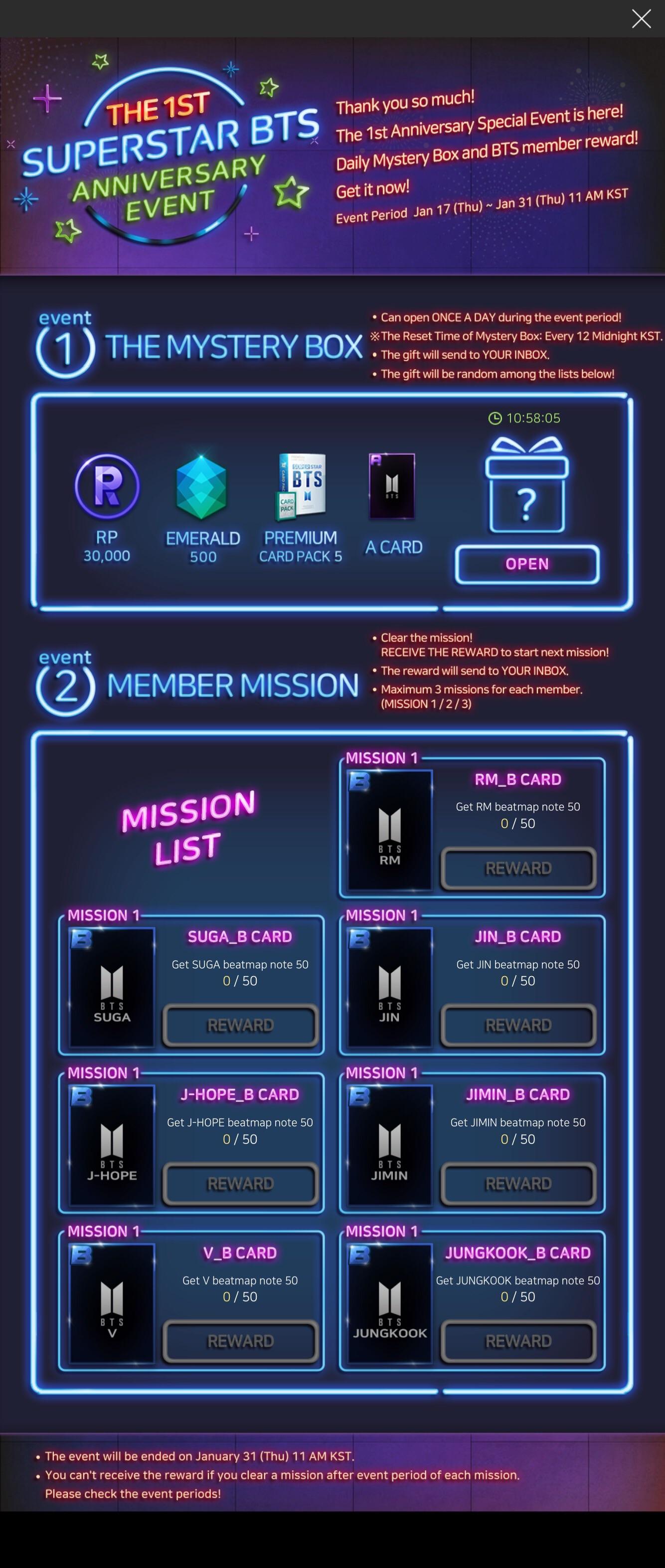 SuperStar BTS The 1st Anniversary Event Mystery Box Member (1.17 1.31 11AM KST) SuperStarBTS