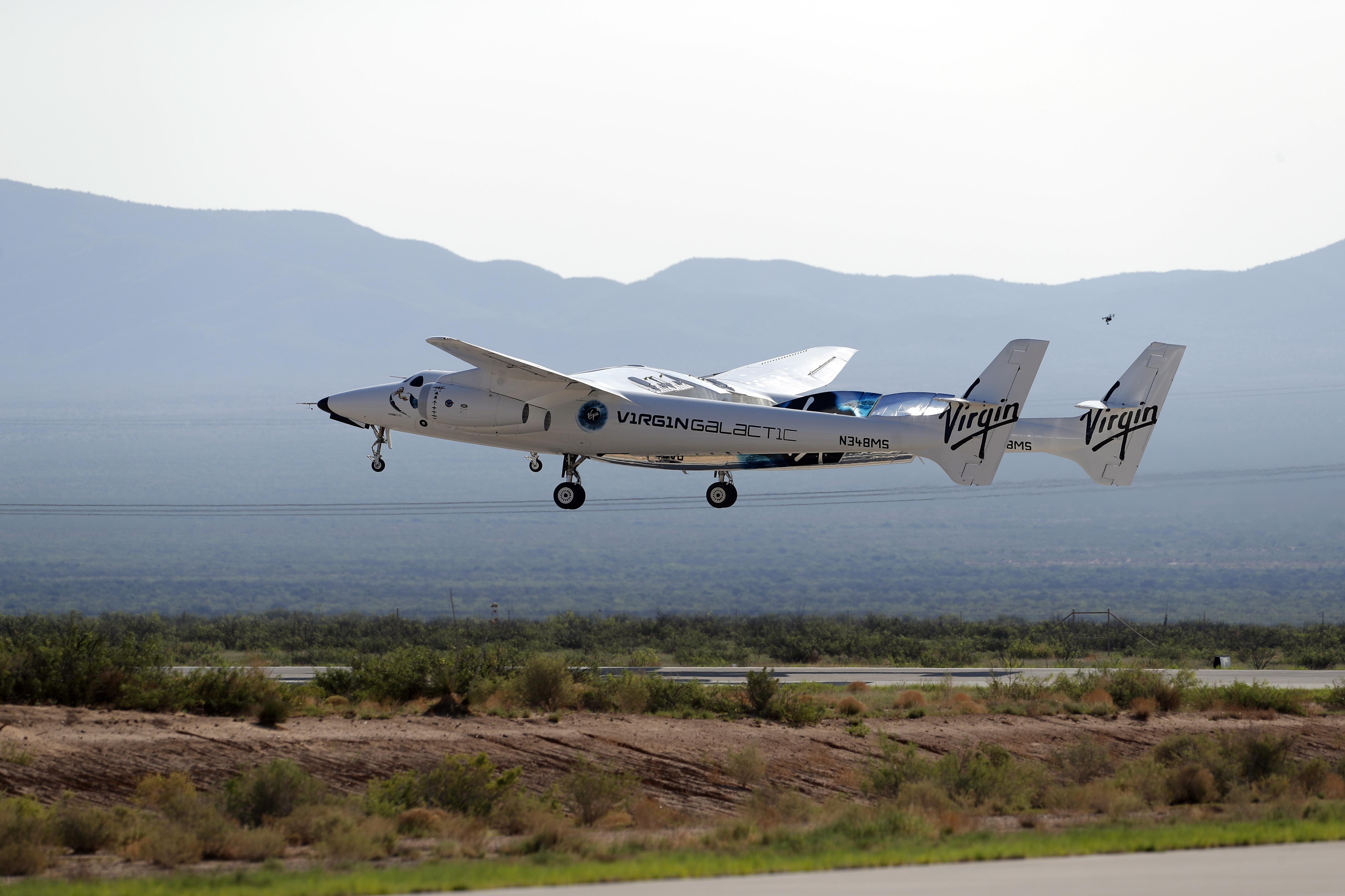The rocket plane carrying Virgin Galactic founder Richard Branson and other crew members takes