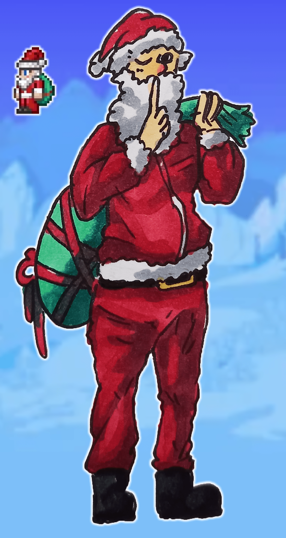 Day 393 of Terraria Daily Drawing (NPCs) Santa Claus r/Terraria