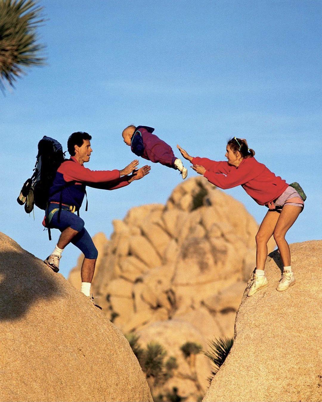 PsBattle these climbers with a baby.