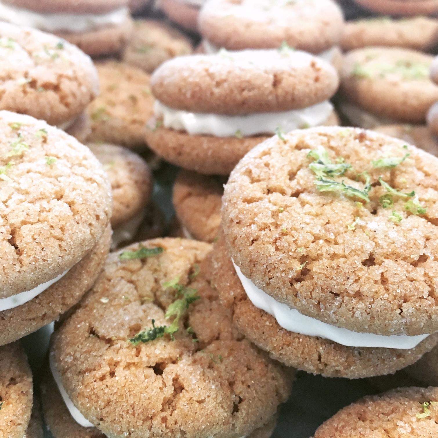 Made key lime sandwich cookies for a cookie contest r/Baking