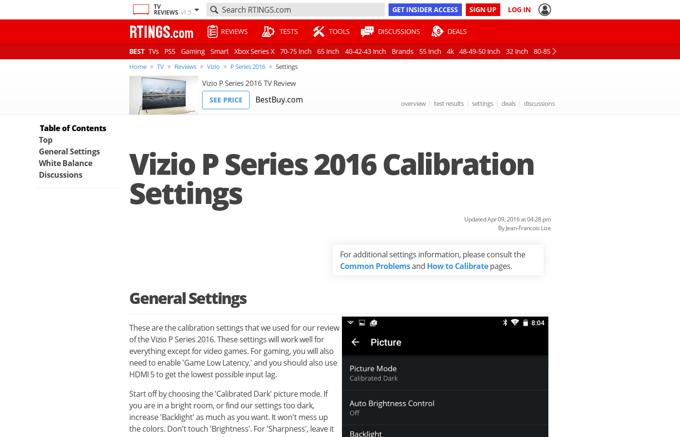 Vizio P Series 2016 Calibration Settings - RTINGS.com