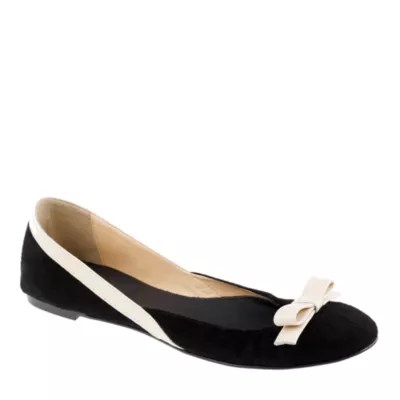 Suede ballet flats with bow J.Crew