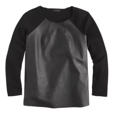 Collection leatherfront merino wool sweater J.Crew