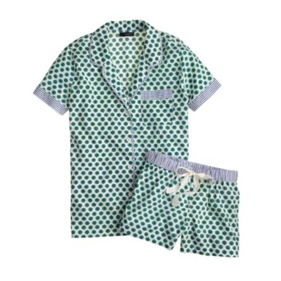 Shortsleeve sleep set in green foulard J.Crew